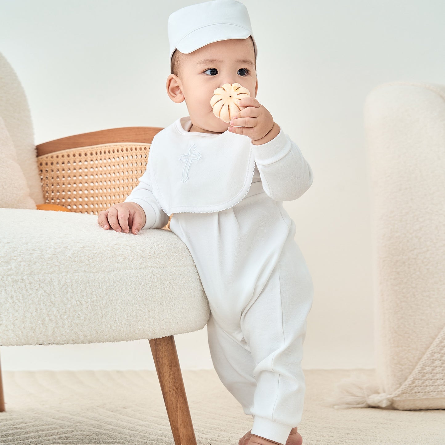White Cross Baptism Outfit Long Sleeve