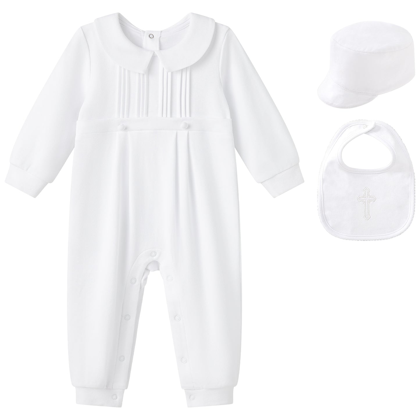 White Cross Baptism Outfit Long Sleeve