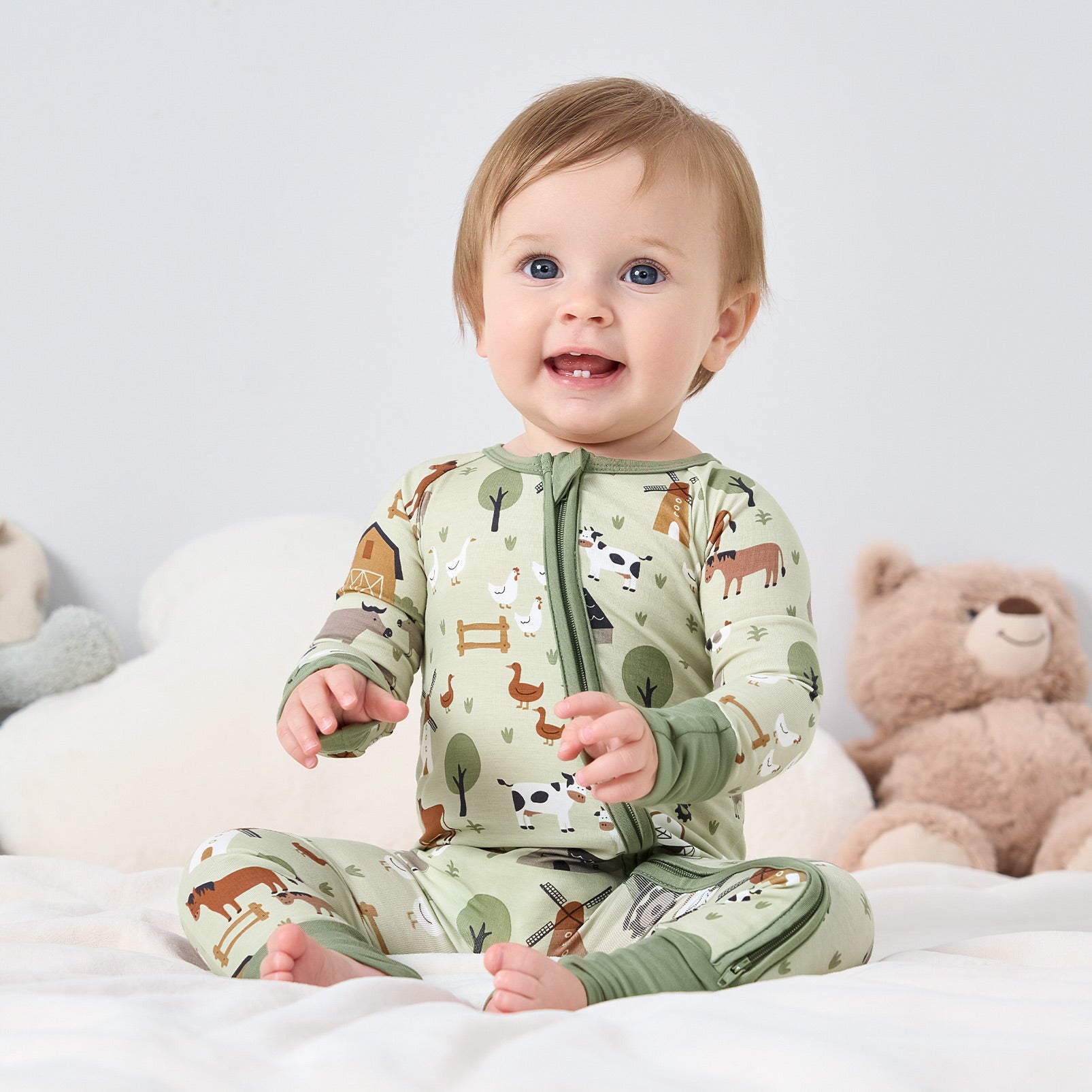 pureborn Baby Boys Sleeper Viscose from Bamboo Pajamas 2-Way Zipper Snug Fit Sleepwear Blue Cowboy Boots 0-3 Months