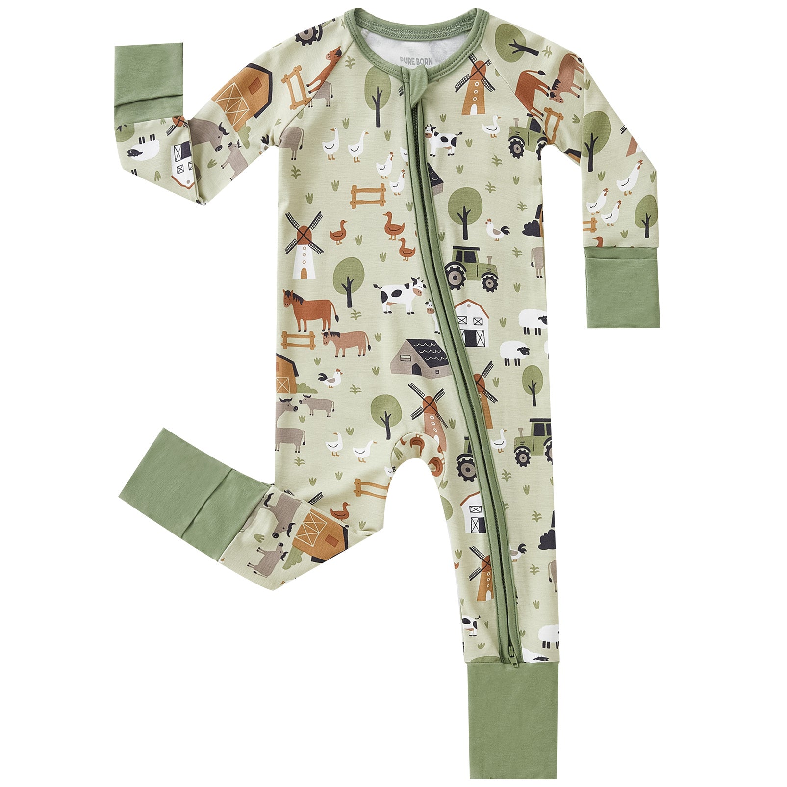 pureborn Baby Boys Sleeper Viscose from Bamboo Pajamas 2-Way Zipper Snug Fit Sleepwear Blue Cowboy Boots 0-3 Months