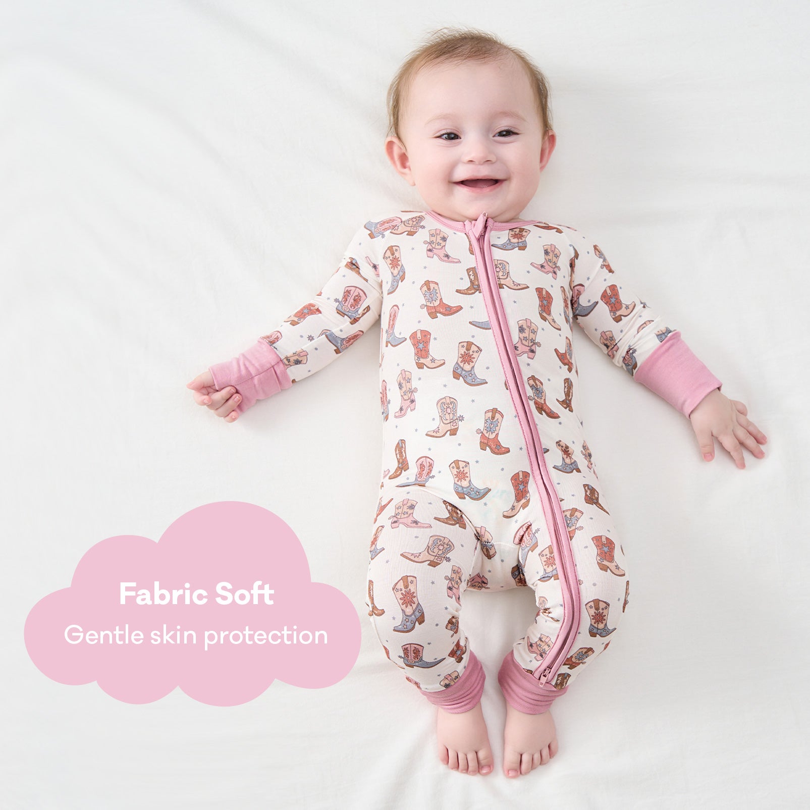pureborn Baby Boys Sleeper Viscose from Bamboo Pajamas 2-Way Zipper Snug Fit Sleepwear Blue Cowboy Boots 0-3 Months