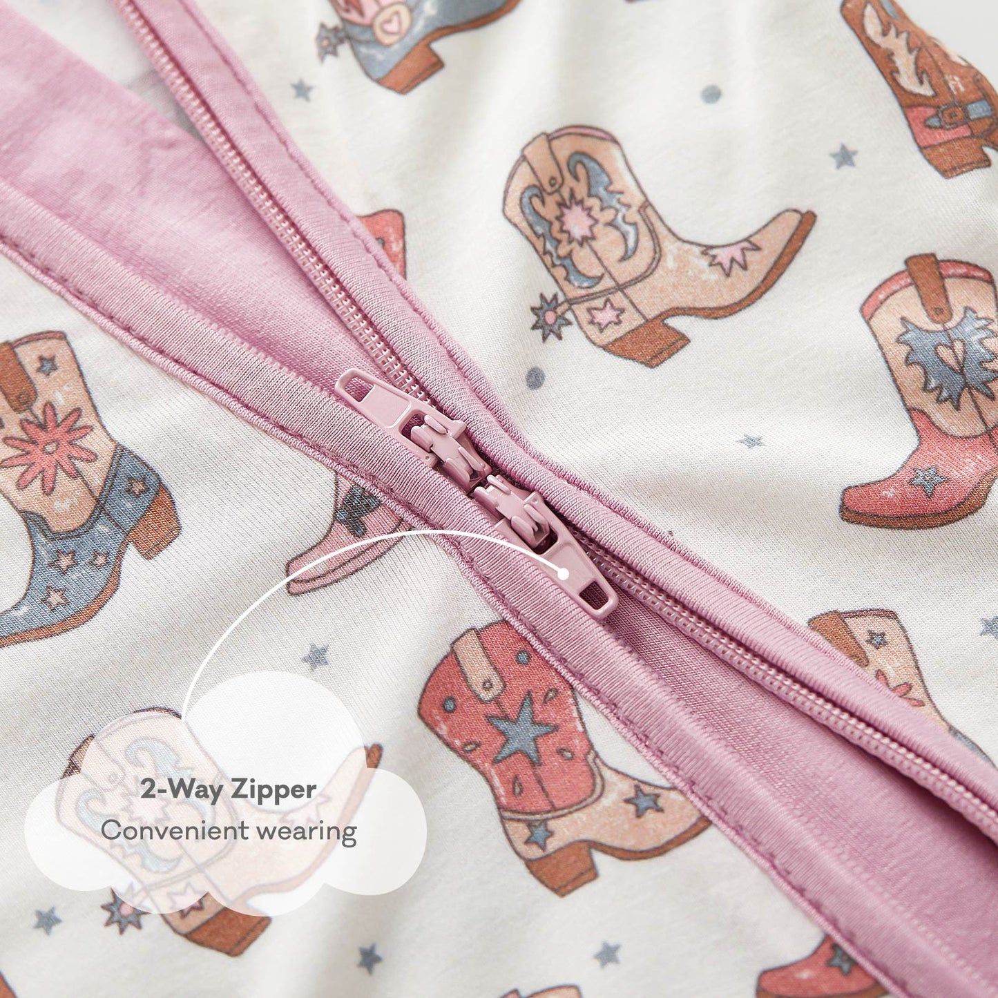 pureborn Baby Boys Sleeper Viscose from Bamboo Pajamas 2-Way Zipper Snug Fit Sleepwear Blue Cowboy Boots 0-3 Months