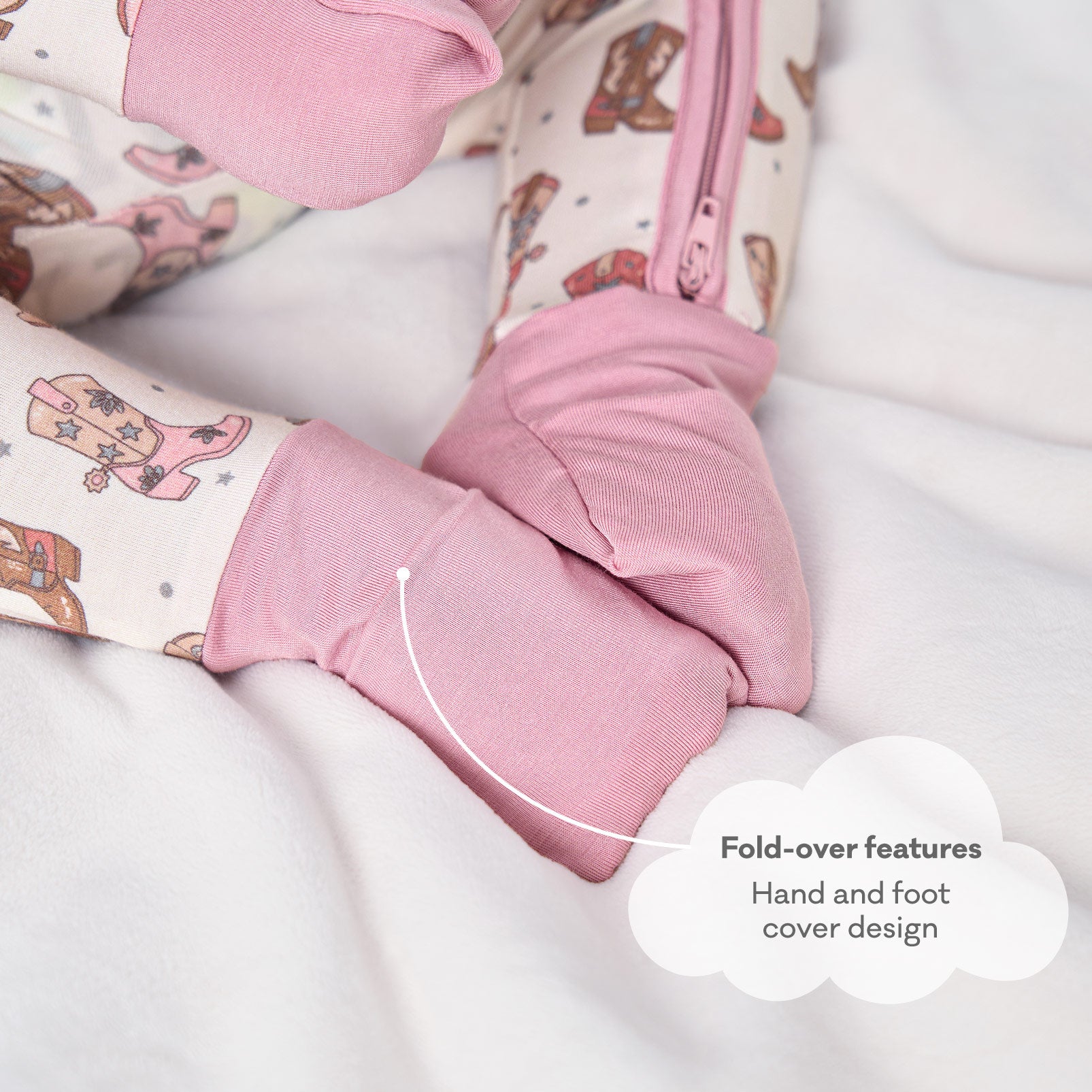 pureborn Baby Boys Sleeper Viscose from Bamboo Pajamas 2-Way Zipper Snug Fit Sleepwear Blue Cowboy Boots 0-3 Months