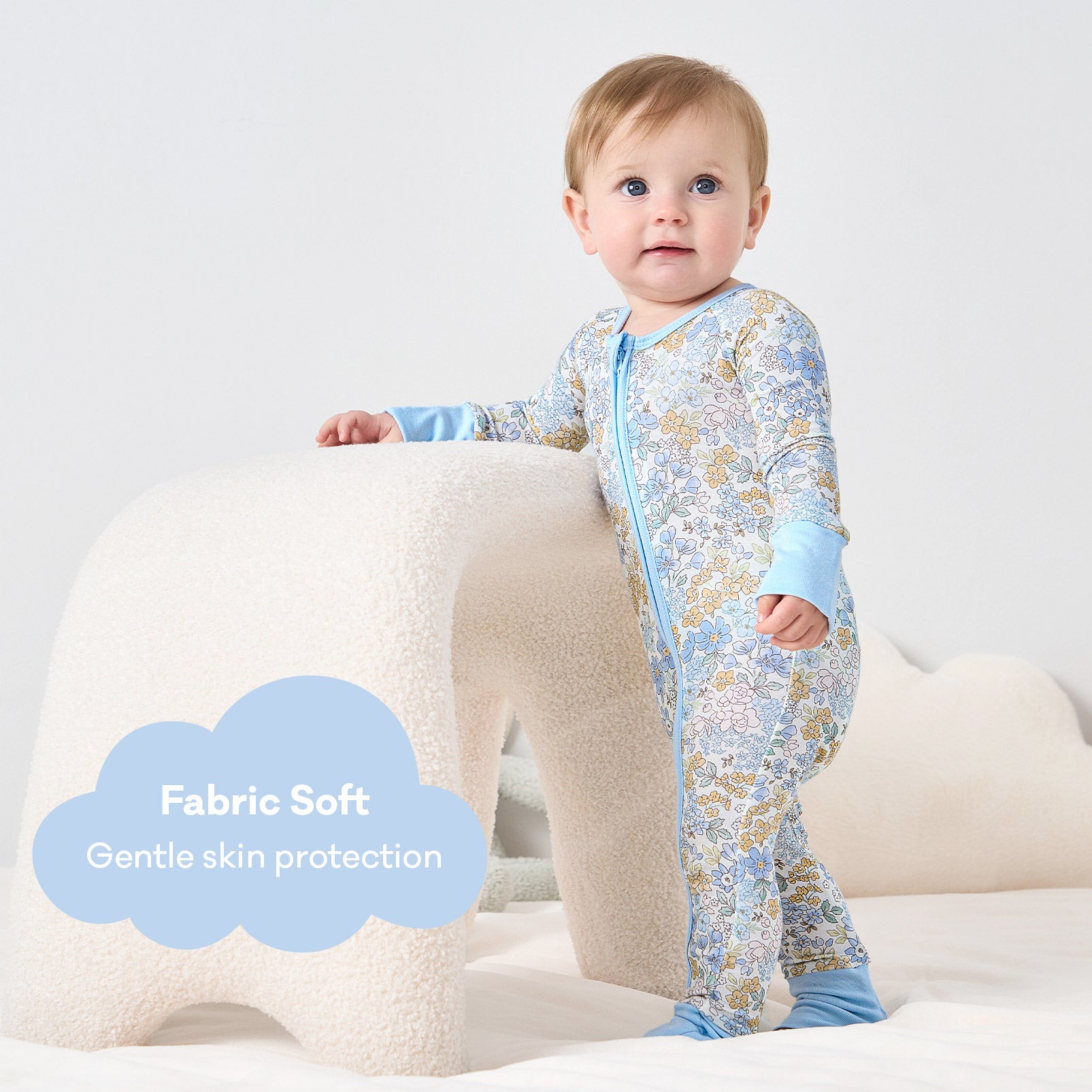 pureborn Baby Boys Sleeper Viscose from Bamboo Pajamas 2-Way Zipper Snug Fit Sleepwear Blue Cowboy Boots 0-3 Months