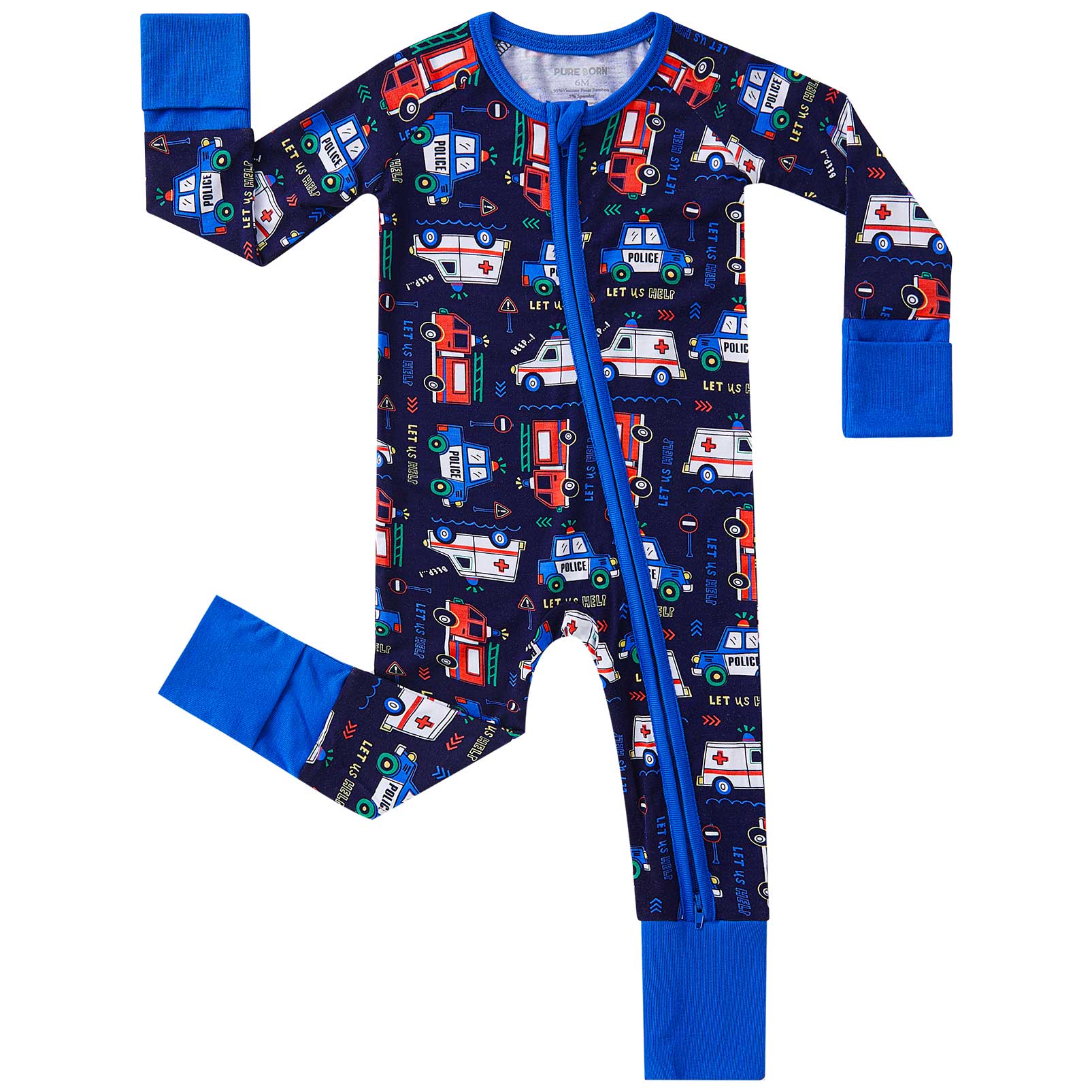 pureborn Baby Boys Sleeper Viscose from Bamboo Pajamas 2-Way Zipper Snug Fit Sleepwear Blue Cowboy Boots 0-3 Months
