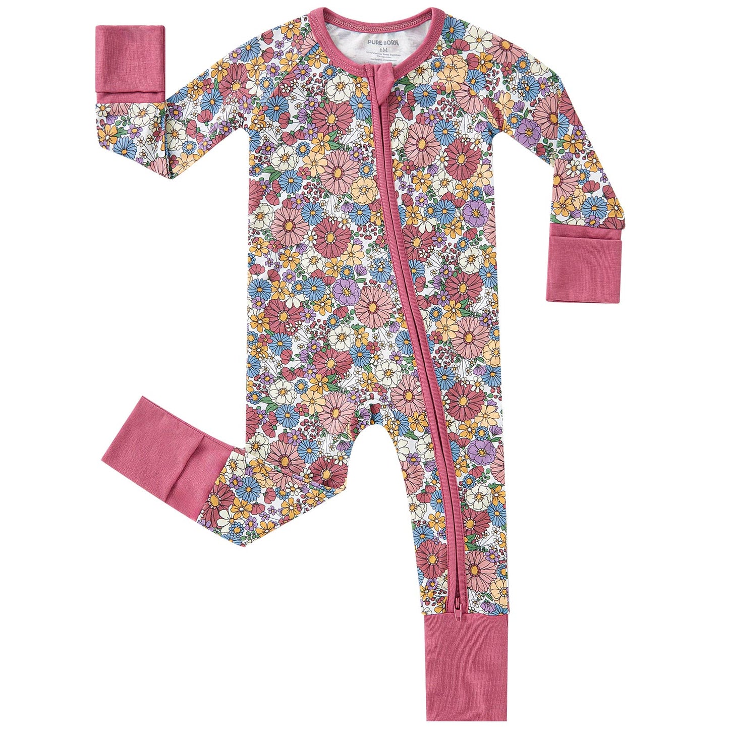 pureborn Baby Boys Sleeper Viscose from Bamboo Pajamas 2-Way Zipper Snug Fit Sleepwear Blue Cowboy Boots 0-3 Months