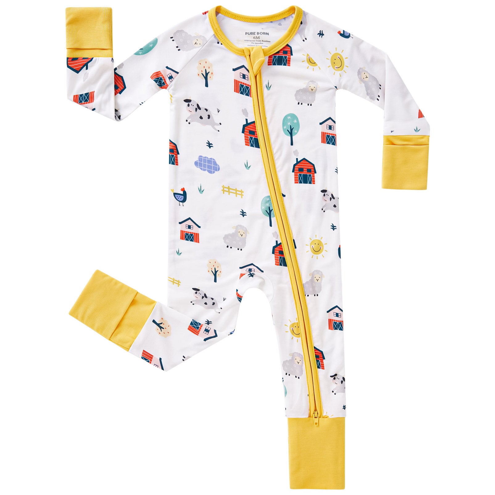 pureborn Baby Boys Sleeper Viscose from Bamboo Pajamas 2-Way Zipper Snug Fit Sleepwear Blue Cowboy Boots 0-3 Months