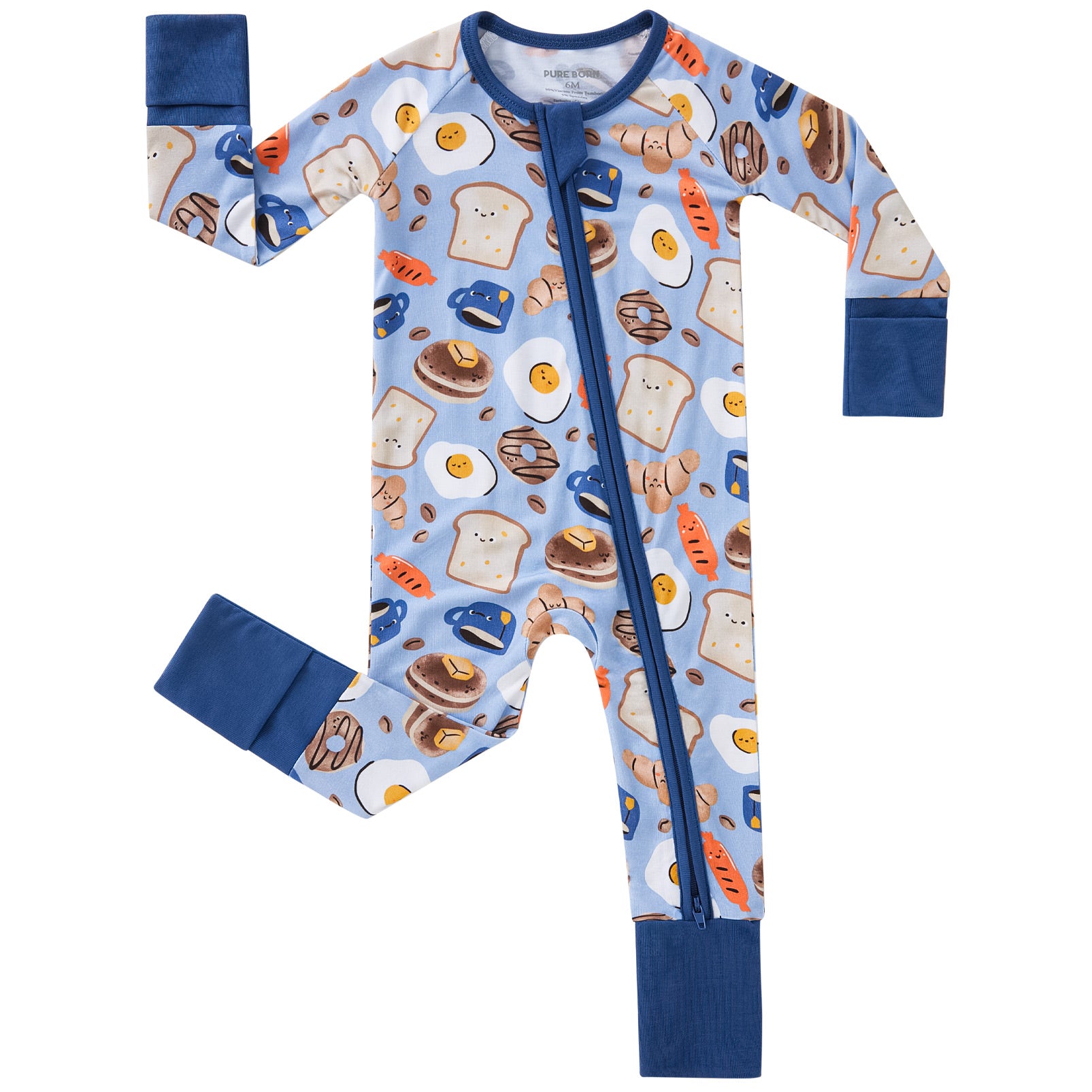 pureborn Baby Boys Sleeper Viscose from Bamboo Pajamas 2-Way Zipper Snug Fit Sleepwear Blue Cowboy Boots 0-3 Months