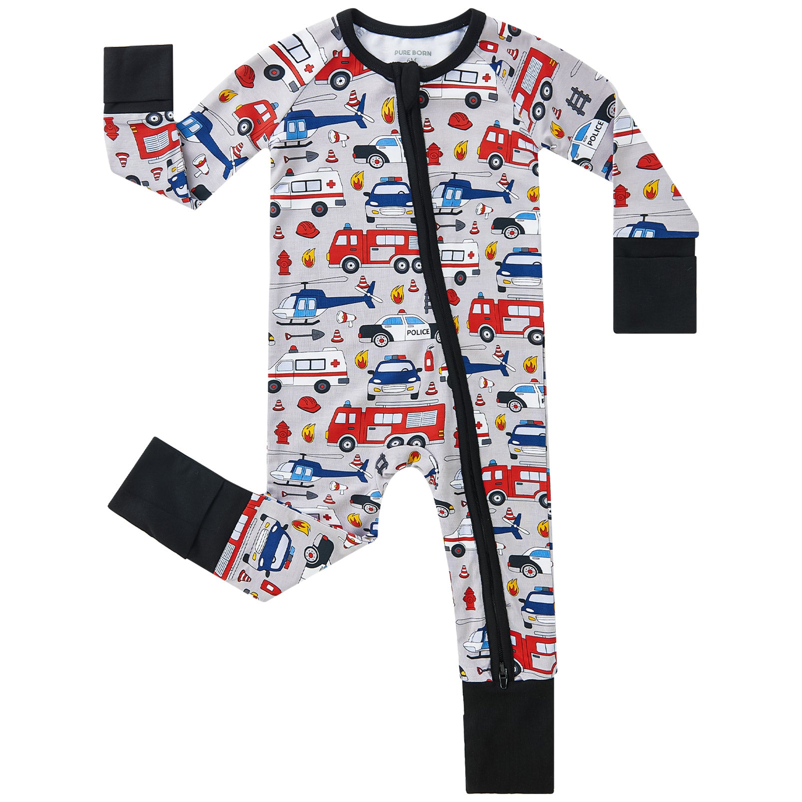 pureborn Baby Boys Sleeper Viscose from Bamboo Pajamas 2-Way Zipper Snug Fit Sleepwear Blue Cowboy Boots 0-3 Months