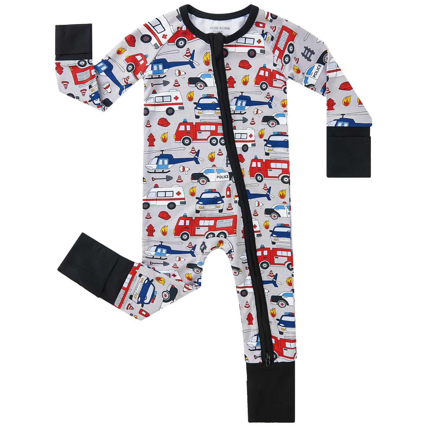 pureborn Baby Boys Sleeper Viscose from Bamboo Pajamas 2-Way Zipper Snug Fit Sleepwear Blue Cowboy Boots 0-3 Months
