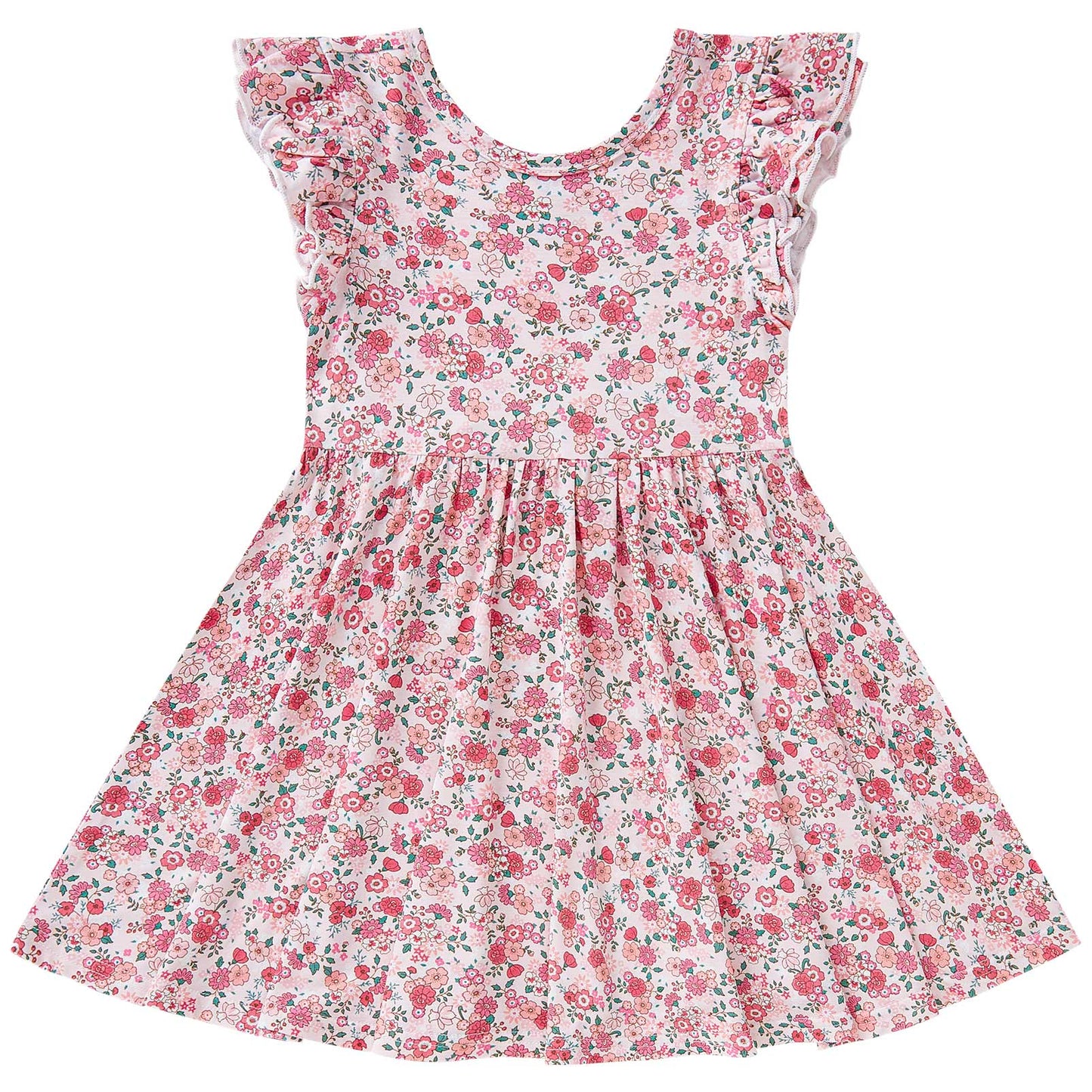 pureborn Baby Toddler Girl Viscose from Bamboo Dress Ruffled Sleeve 2-5T
