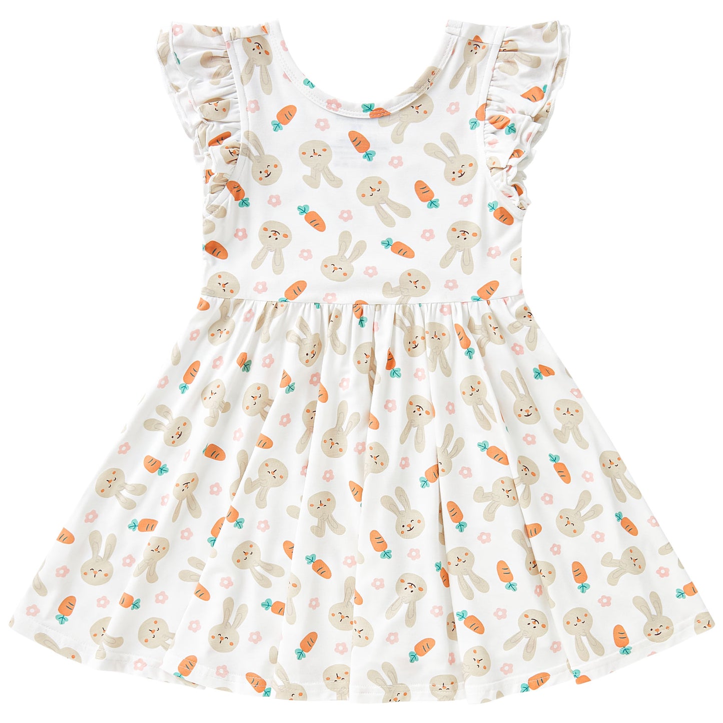 pureborn Baby Toddler Girl Viscose from Bamboo Dress Ruffled Sleeve 2-5T