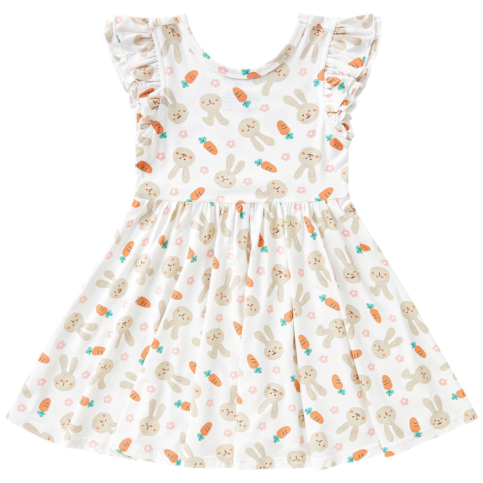 pureborn Baby Toddler Girl Viscose from Bamboo Dress Ruffled Sleeve 2-5T