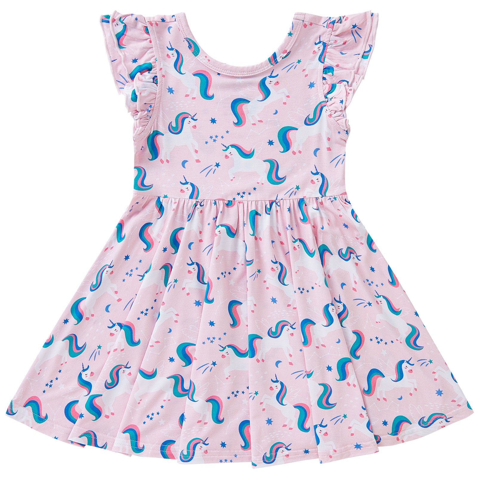 pureborn Baby Toddler Girl Viscose from Bamboo Dress Ruffled Sleeve 2-5T