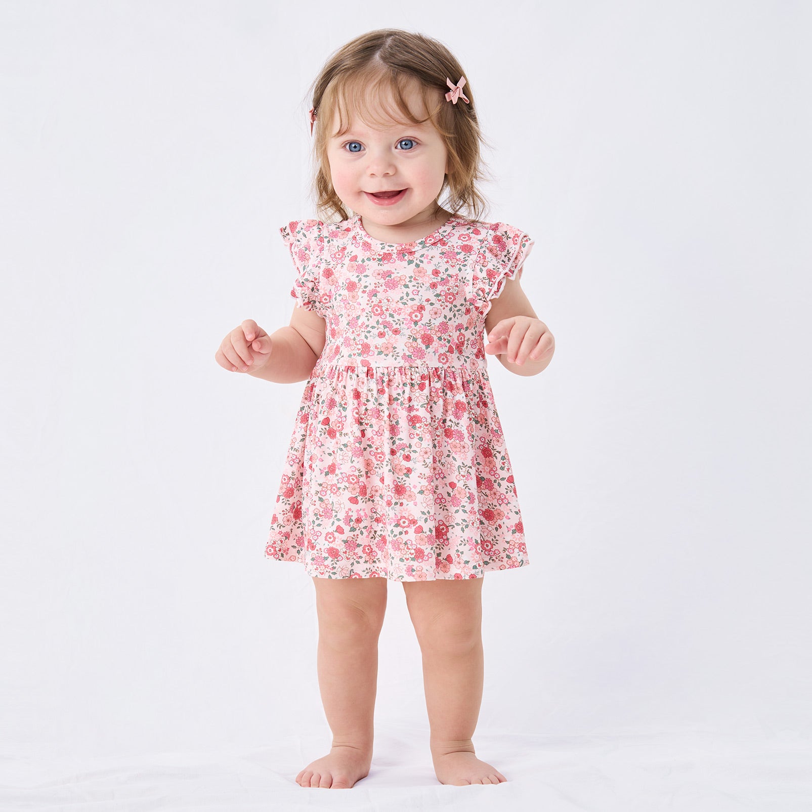 pureborn Baby GIrls Viscose from Bamboo Bodysuit Dress Ruffle Sleeve Romper Playwear Dresses 0-24M