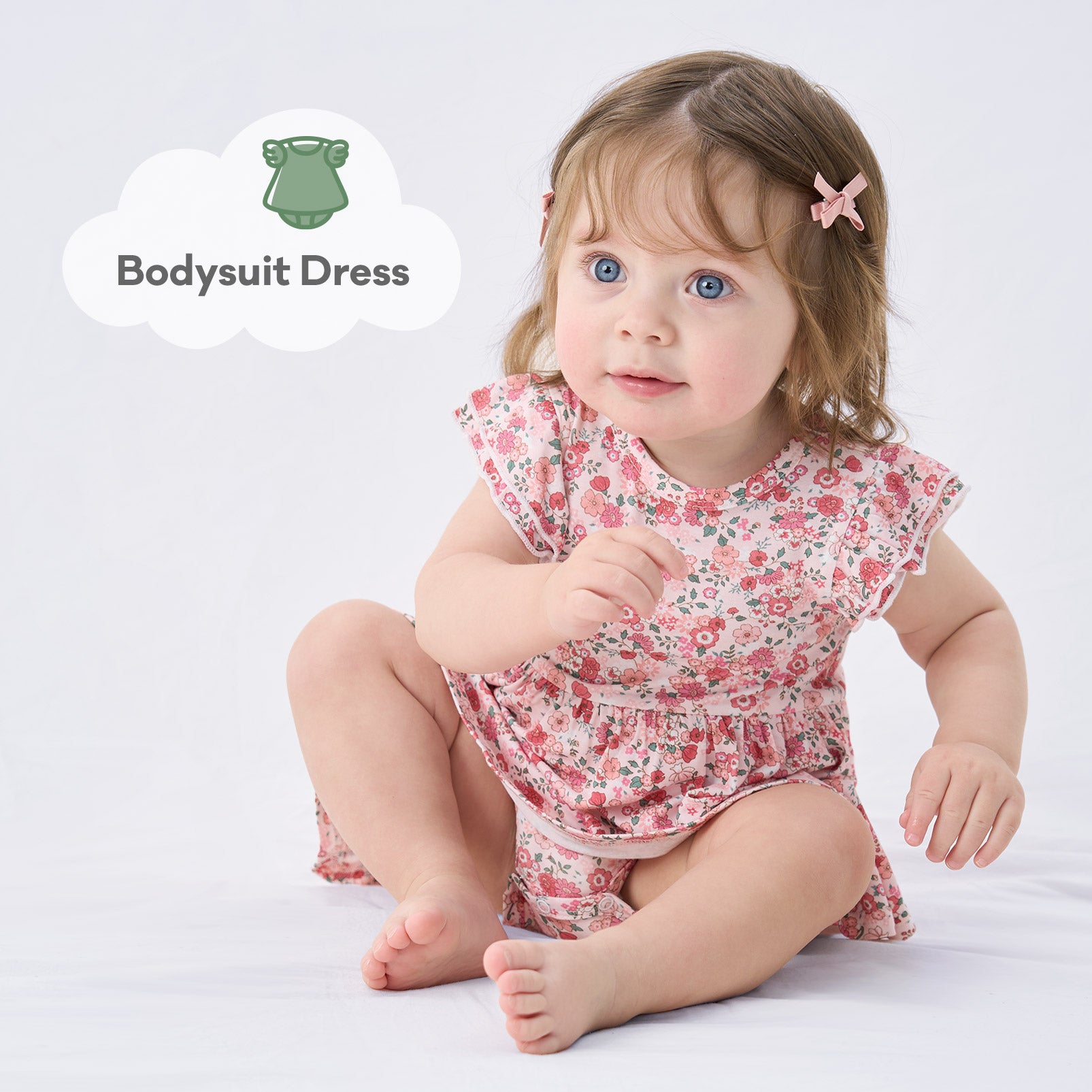 pureborn Baby GIrls Viscose from Bamboo Bodysuit Dress Ruffle Sleeve Romper Playwear Dresses 0-24M