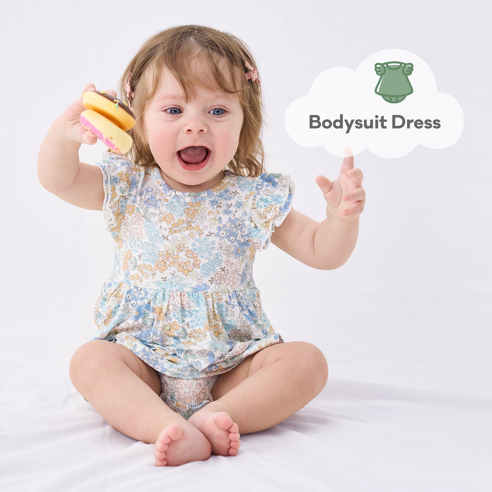pureborn Baby GIrls Viscose from Bamboo Bodysuit Dress Ruffle Sleeve Romper Playwear Dresses 0-24M