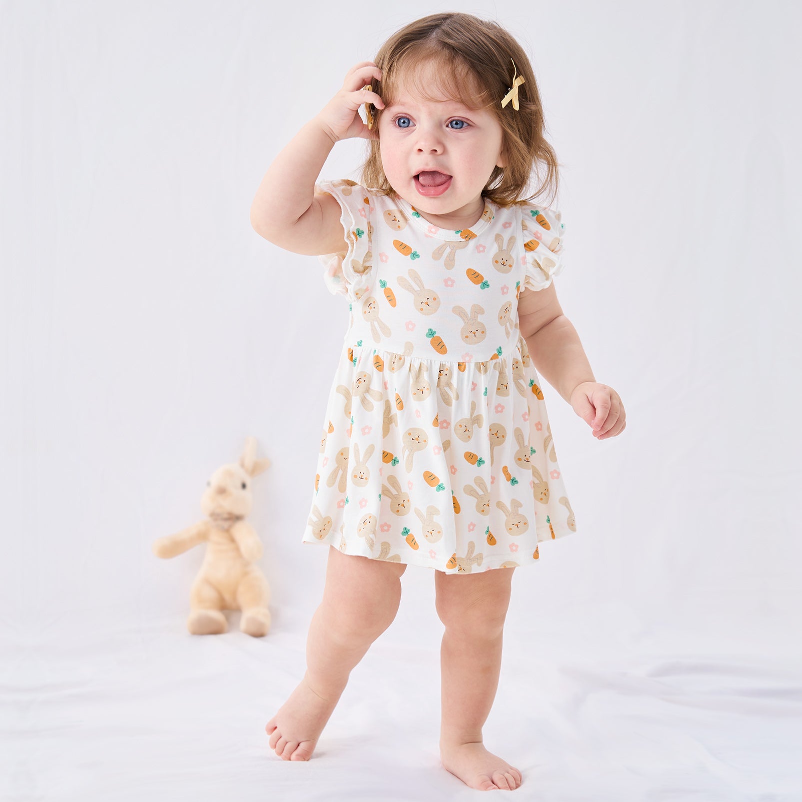 pureborn Baby GIrls Viscose from Bamboo Bodysuit Dress Ruffle Sleeve Romper Playwear Dresses 0-24M