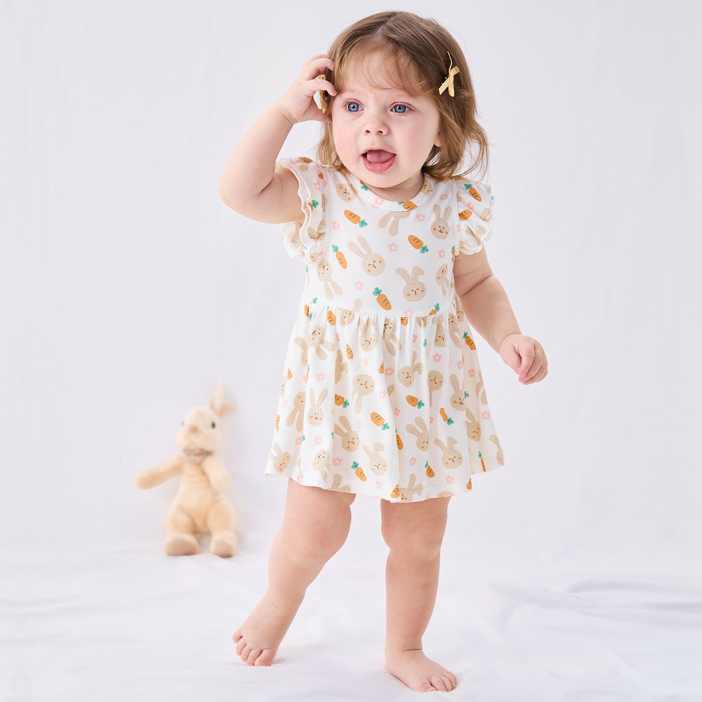 pureborn Baby GIrls Viscose from Bamboo Bodysuit Dress Ruffle Sleeve Romper Playwear Dresses 0-24M