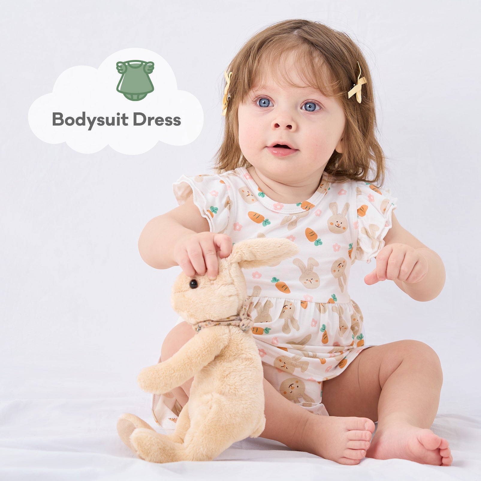 pureborn Baby GIrls Viscose from Bamboo Bodysuit Dress Ruffle Sleeve Romper Playwear Dresses 0-24M