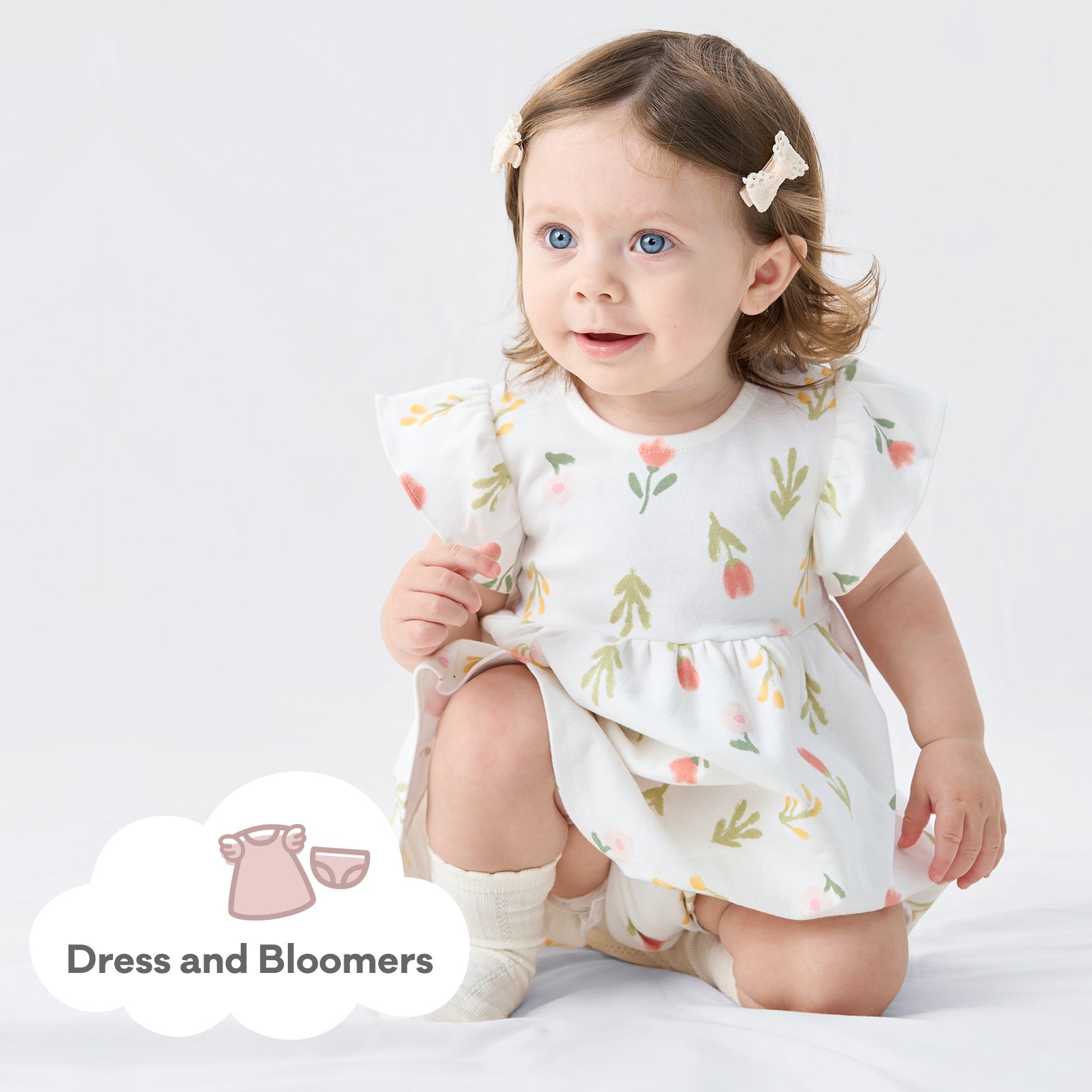 pureborn Baby Girls Dress with Bloomer Infant Girl Cotton Playwear Dress 0-24 Months