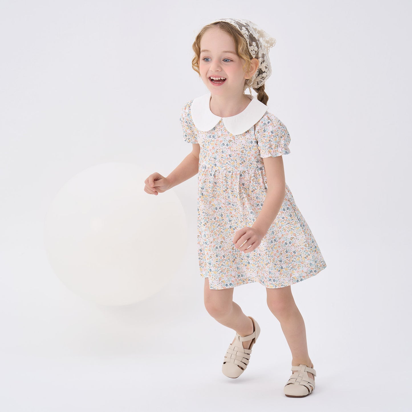 pureborn Baby Toddler Girl Woven Dress Short Sleeve Cotton Playwear Dresses 0-5T