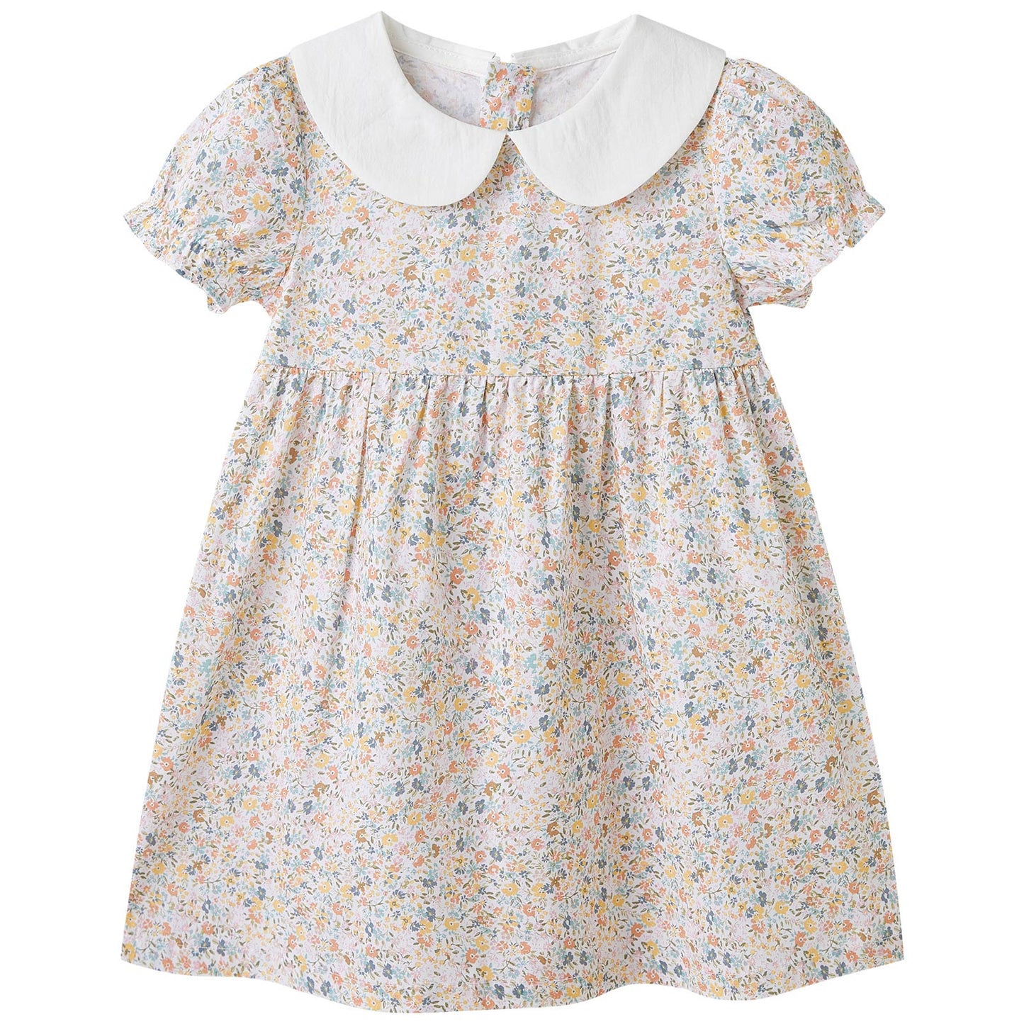 pureborn Baby Toddler Girl Woven Dress Short Sleeve Cotton Playwear Dresses 0-5T