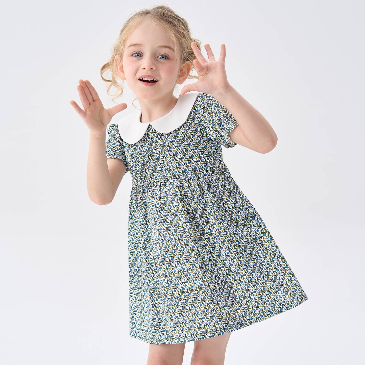 pureborn Baby Toddler Girl Woven Dress Short Sleeve Cotton Playwear Dresses 0-5T