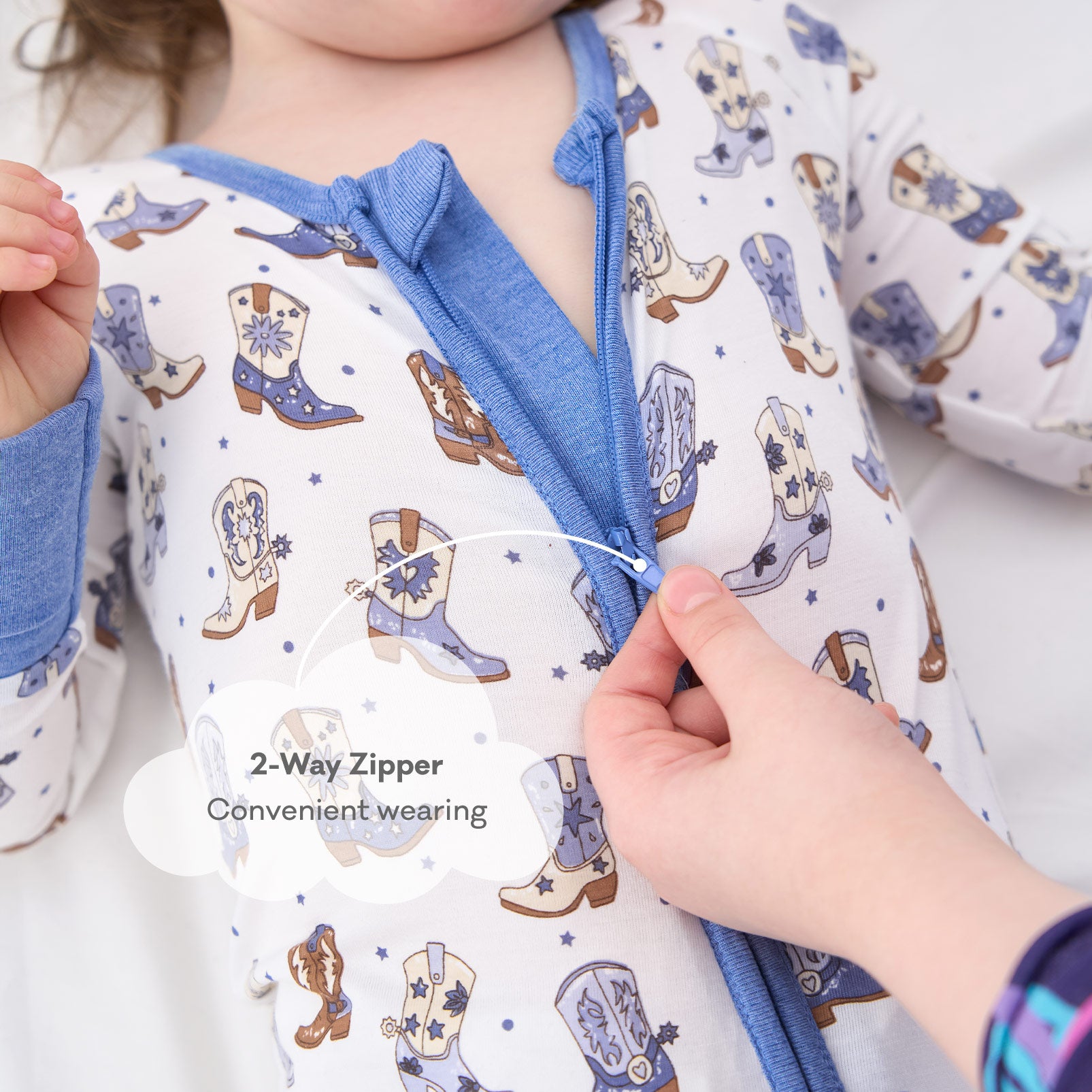 pureborn Baby Boys Sleeper Viscose from Bamboo Pajamas 2-Way Zipper Snug Fit Sleepwear Blue Cowboy Boots 0-3 Months