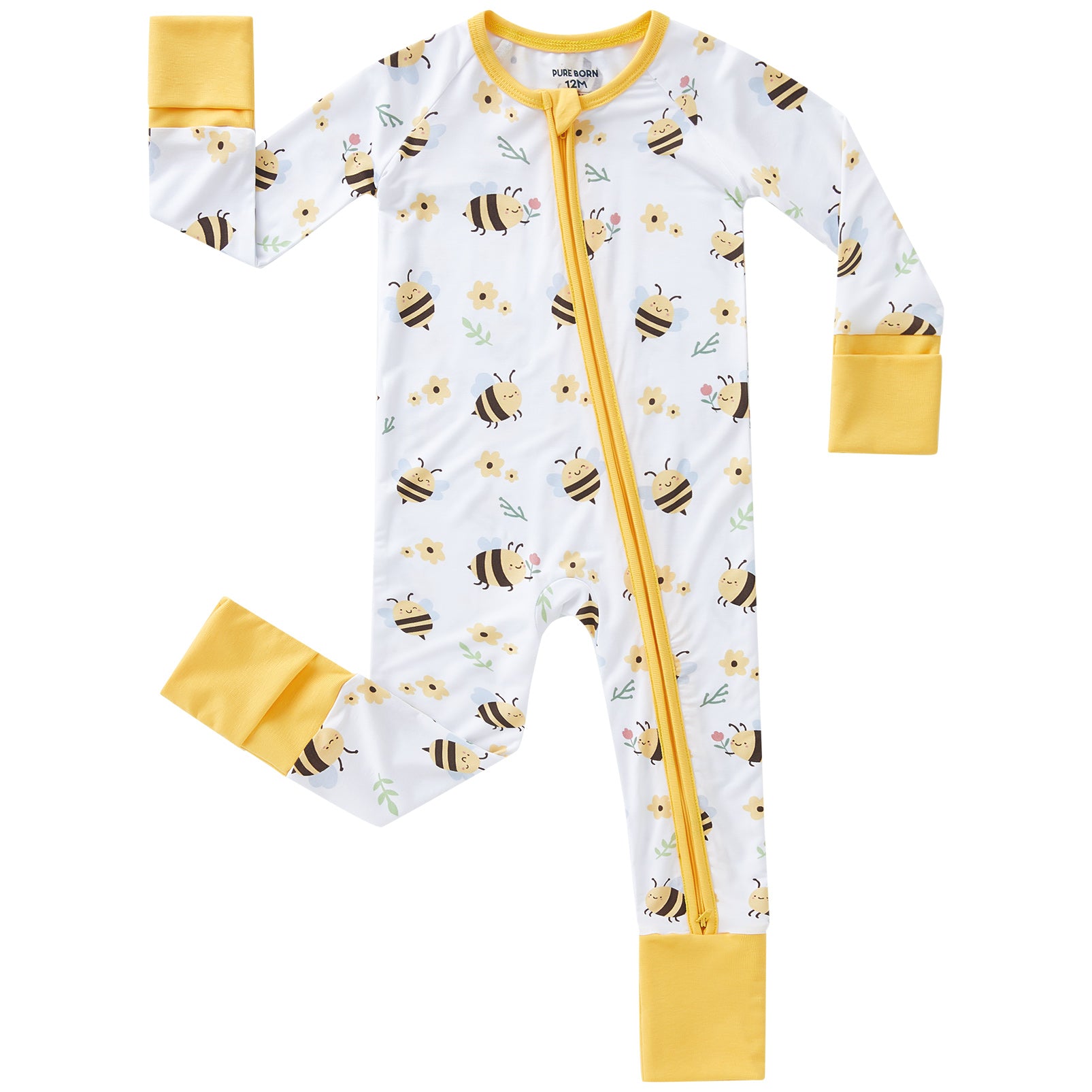 pureborn Baby Boys Sleeper Viscose from Bamboo Pajamas 2-Way Zipper Snug Fit Sleepwear Blue Cowboy Boots 0-3 Months