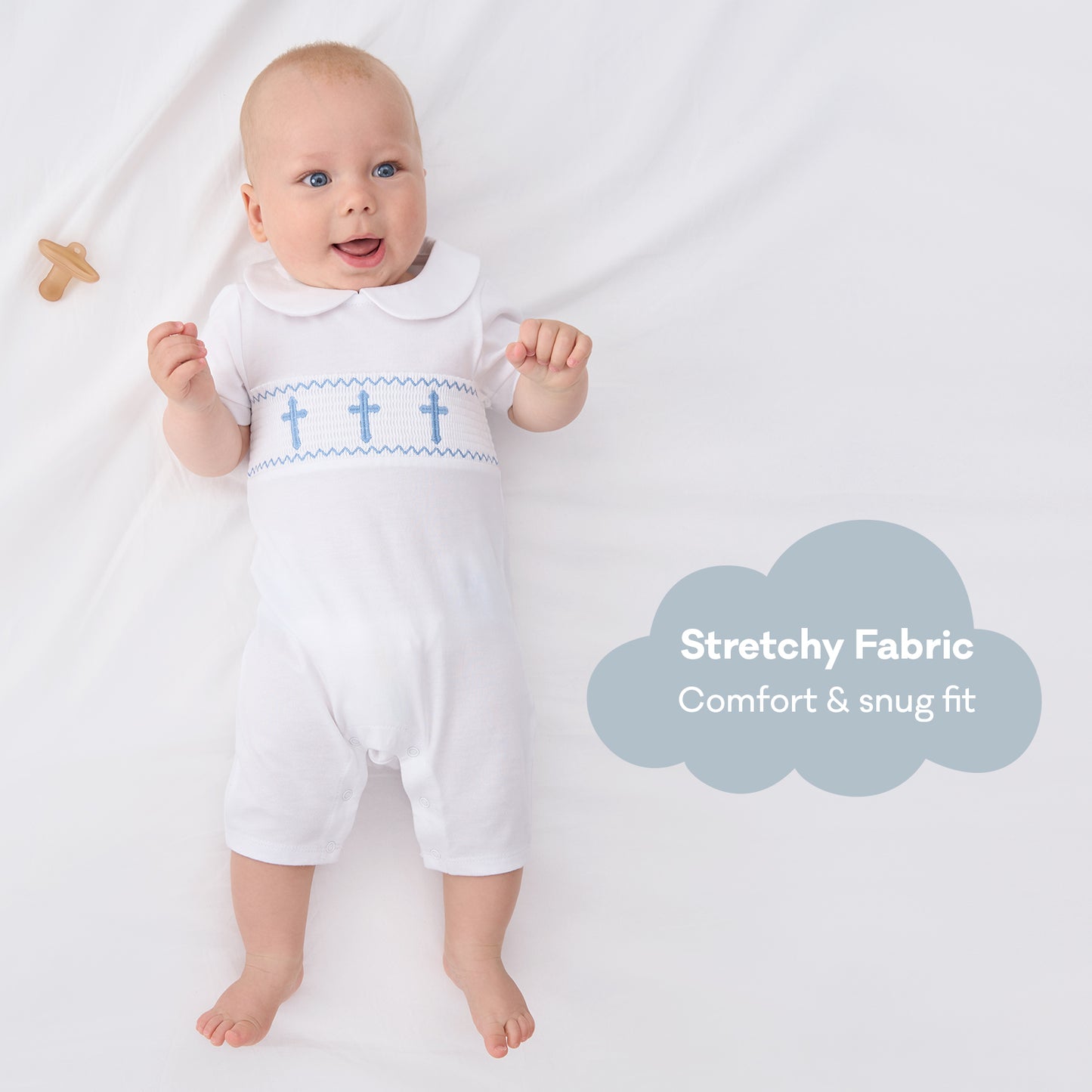 White Cross Baptism Outfit Long Sleeve