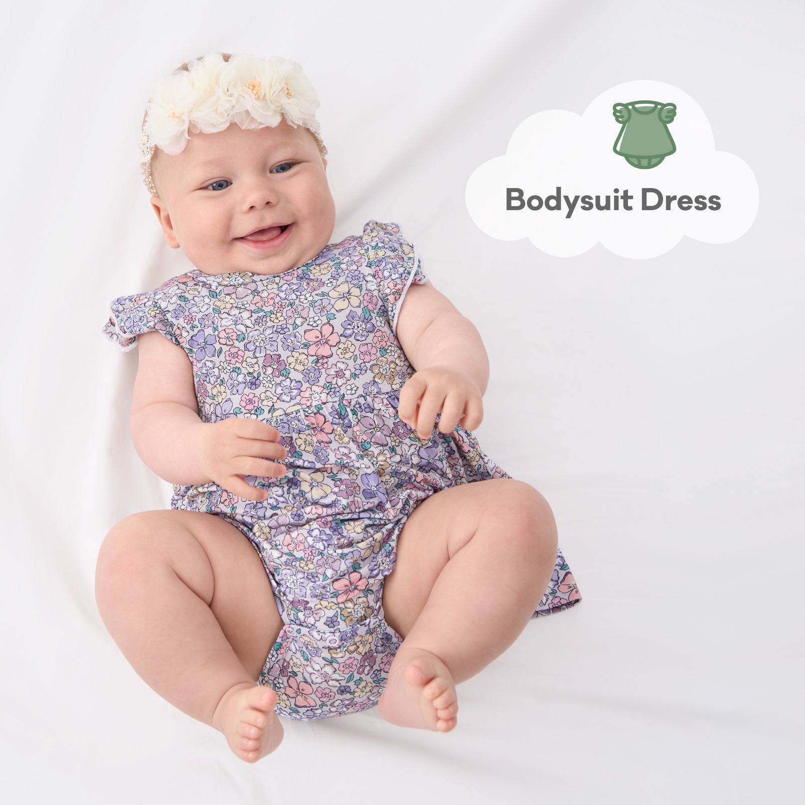 pureborn Baby GIrls Viscose from Bamboo Bodysuit Dress Ruffle Sleeve Romper Playwear Dresses 0-24M