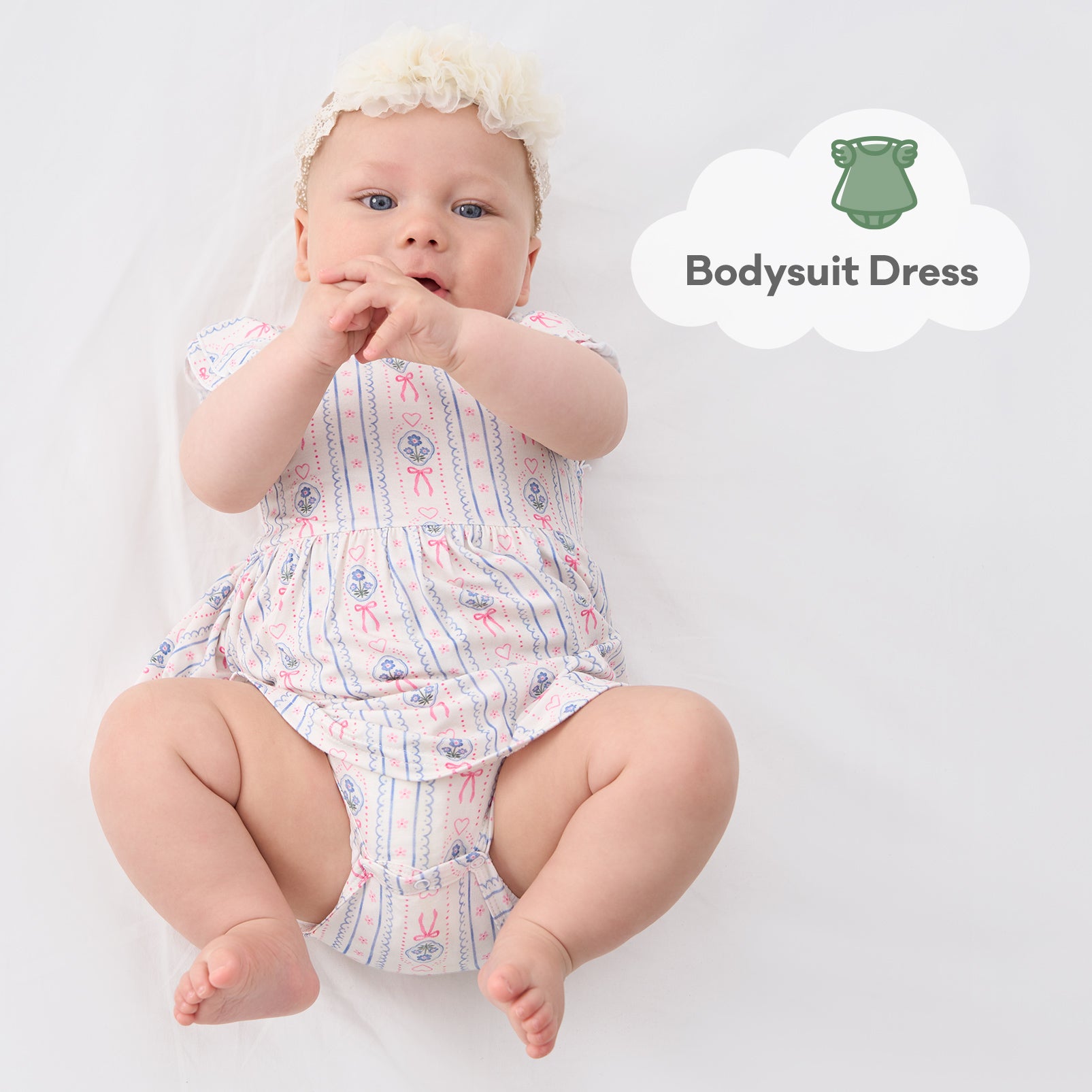 pureborn Baby GIrls Viscose from Bamboo Bodysuit Dress Ruffle Sleeve Romper Playwear Dresses 0-24M