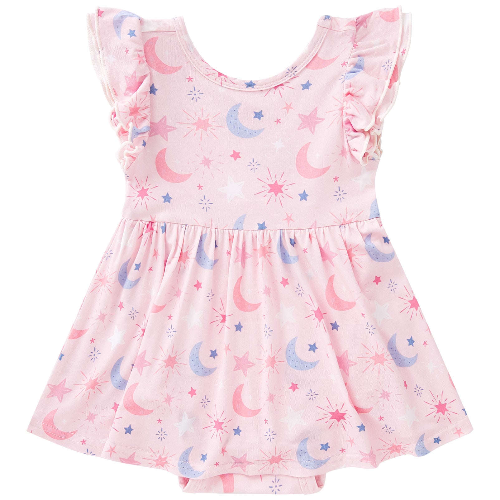 pureborn Baby GIrls Viscose from Bamboo Bodysuit Dress Ruffle Sleeve Romper Playwear Dresses 0-24M