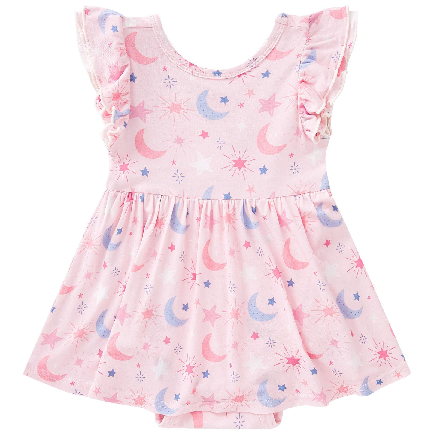pureborn Baby GIrls Viscose from Bamboo Bodysuit Dress Ruffle Sleeve Romper Playwear Dresses 0-24M