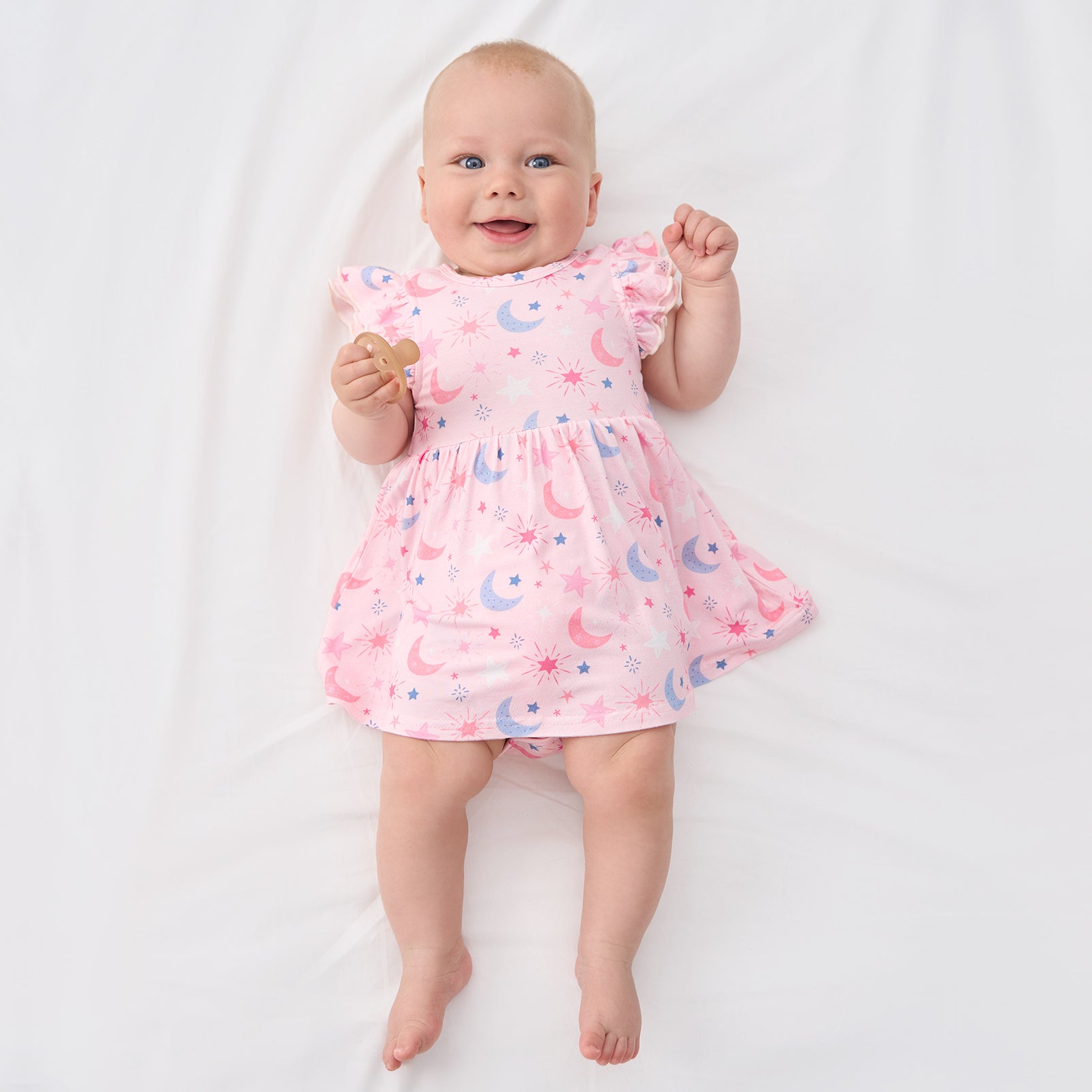 pureborn Baby GIrls Viscose from Bamboo Bodysuit Dress Ruffle Sleeve Romper Playwear Dresses 0-24M