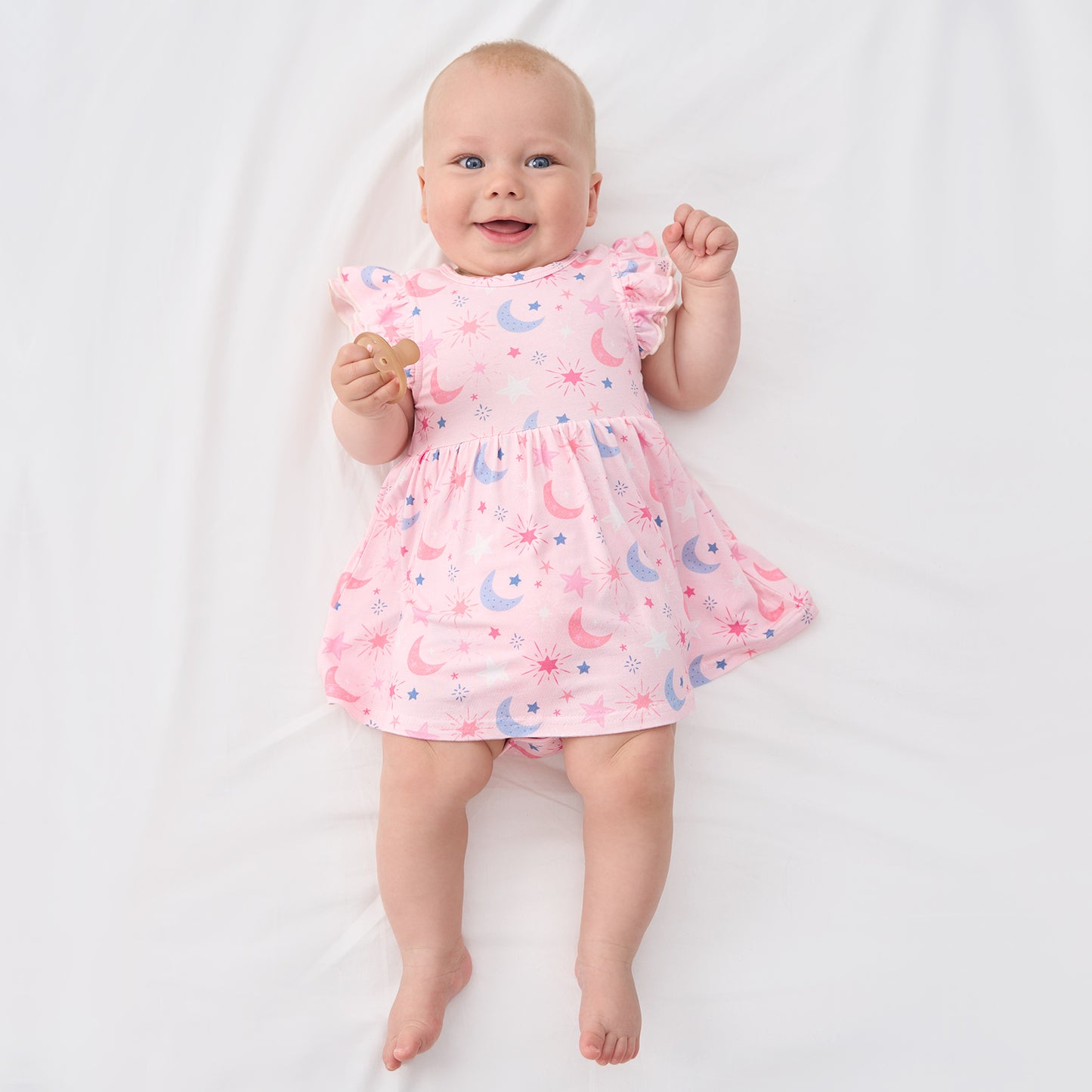 pureborn Baby GIrls Viscose from Bamboo Bodysuit Dress Ruffle Sleeve Romper Playwear Dresses 0-24M