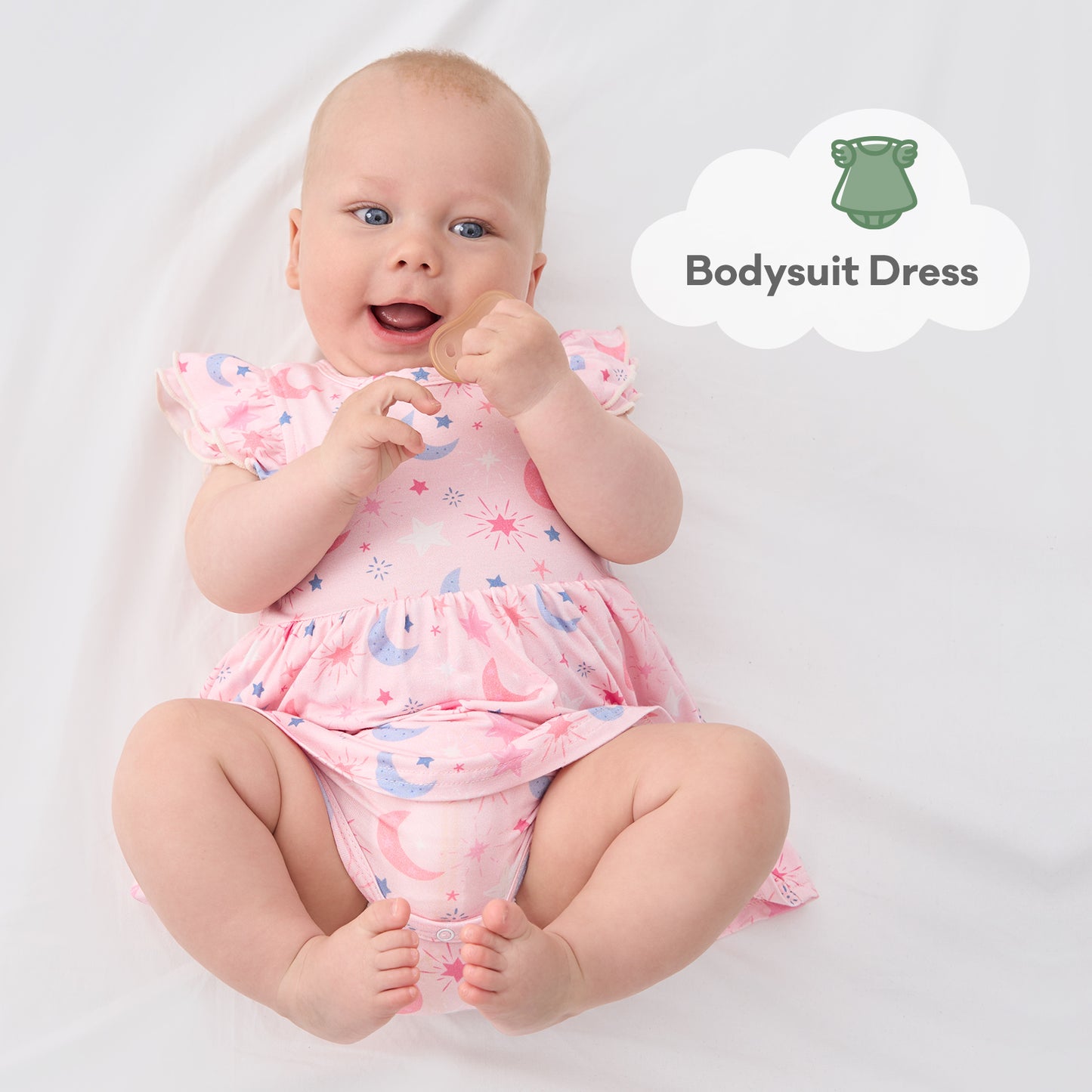 pureborn Baby GIrls Viscose from Bamboo Bodysuit Dress Ruffle Sleeve Romper Playwear Dresses 0-24M