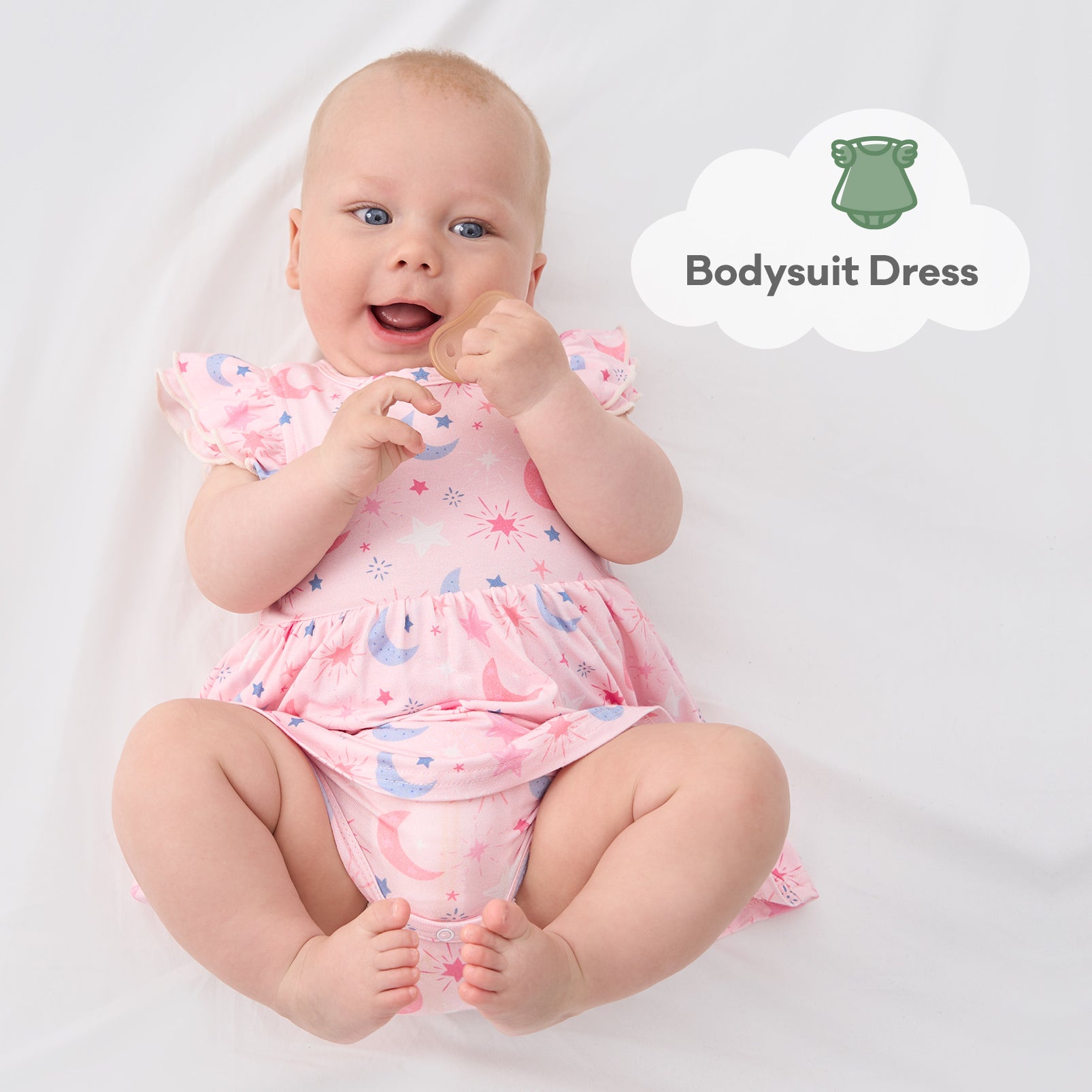 pureborn Baby GIrls Viscose from Bamboo Bodysuit Dress Ruffle Sleeve Romper Playwear Dresses 0-24M