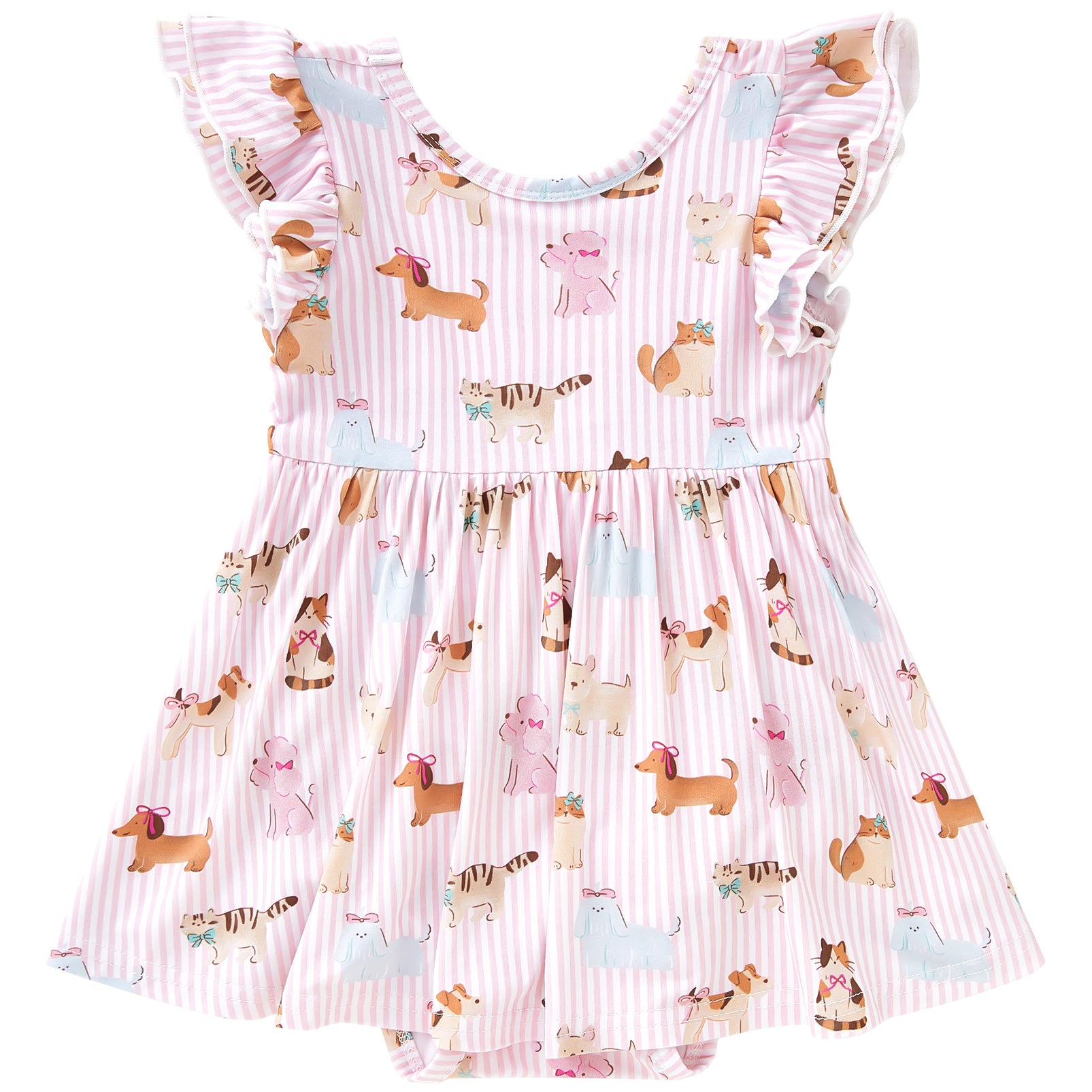 pureborn Baby GIrls Viscose from Bamboo Bodysuit Dress Ruffle Sleeve Romper Playwear Dresses 0-24M