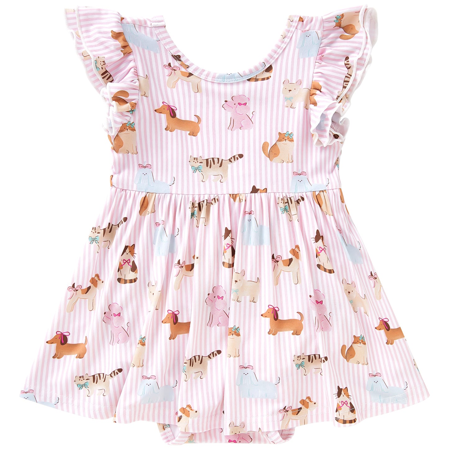 pureborn Baby GIrls Viscose from Bamboo Bodysuit Dress Ruffle Sleeve Romper Playwear Dresses 0-24M