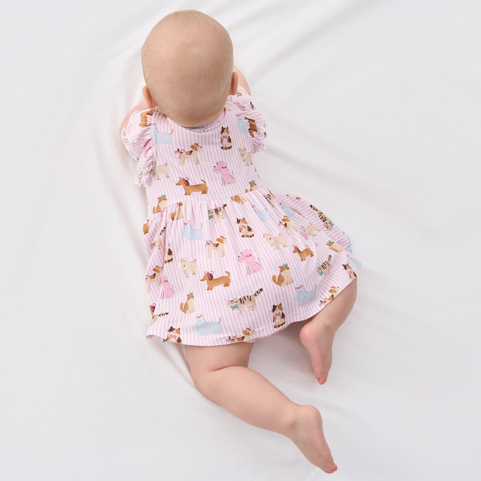 pureborn Baby GIrls Viscose from Bamboo Bodysuit Dress Ruffle Sleeve Romper Playwear Dresses 0-24M