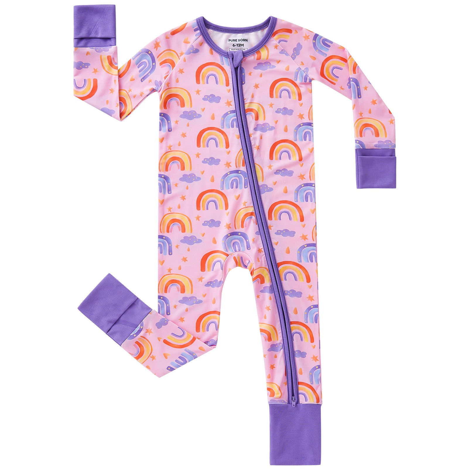 pureborn Baby Boys Sleeper Viscose from Bamboo Pajamas 2-Way Zipper Snug Fit Sleepwear Blue Cowboy Boots 0-3 Months