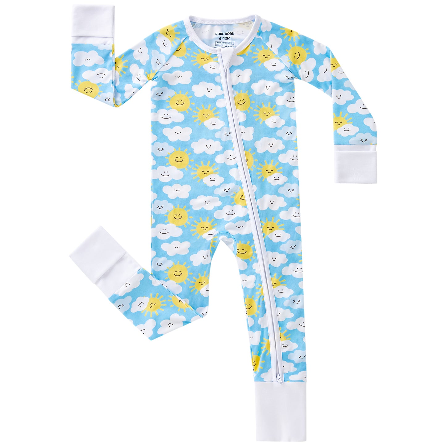 pureborn Baby Boys Sleeper Viscose from Bamboo Pajamas 2-Way Zipper Snug Fit Sleepwear Blue Cowboy Boots 0-3 Months
