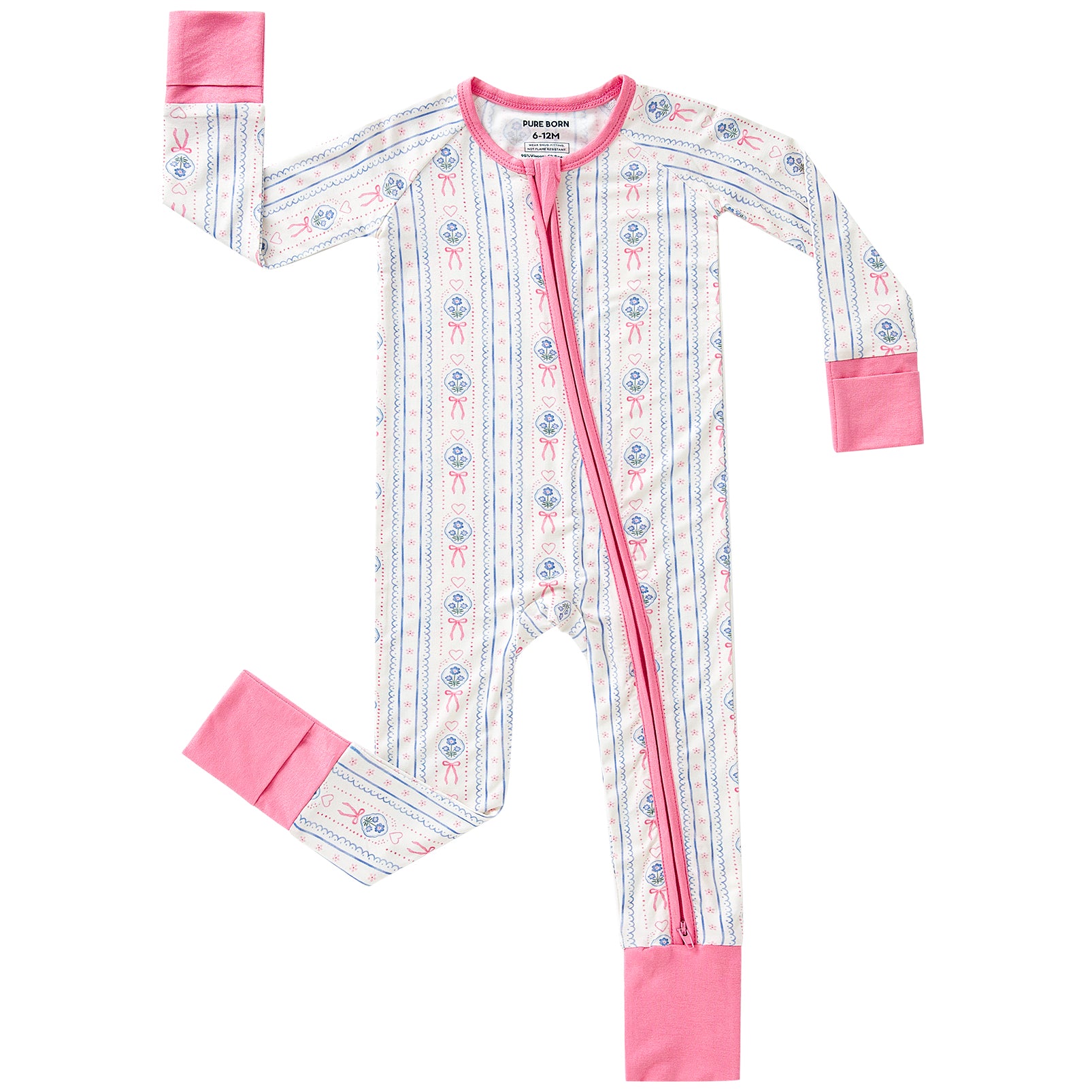 pureborn Baby Boys Sleeper Viscose from Bamboo Pajamas 2-Way Zipper Snug Fit Sleepwear Blue Cowboy Boots 0-3 Months