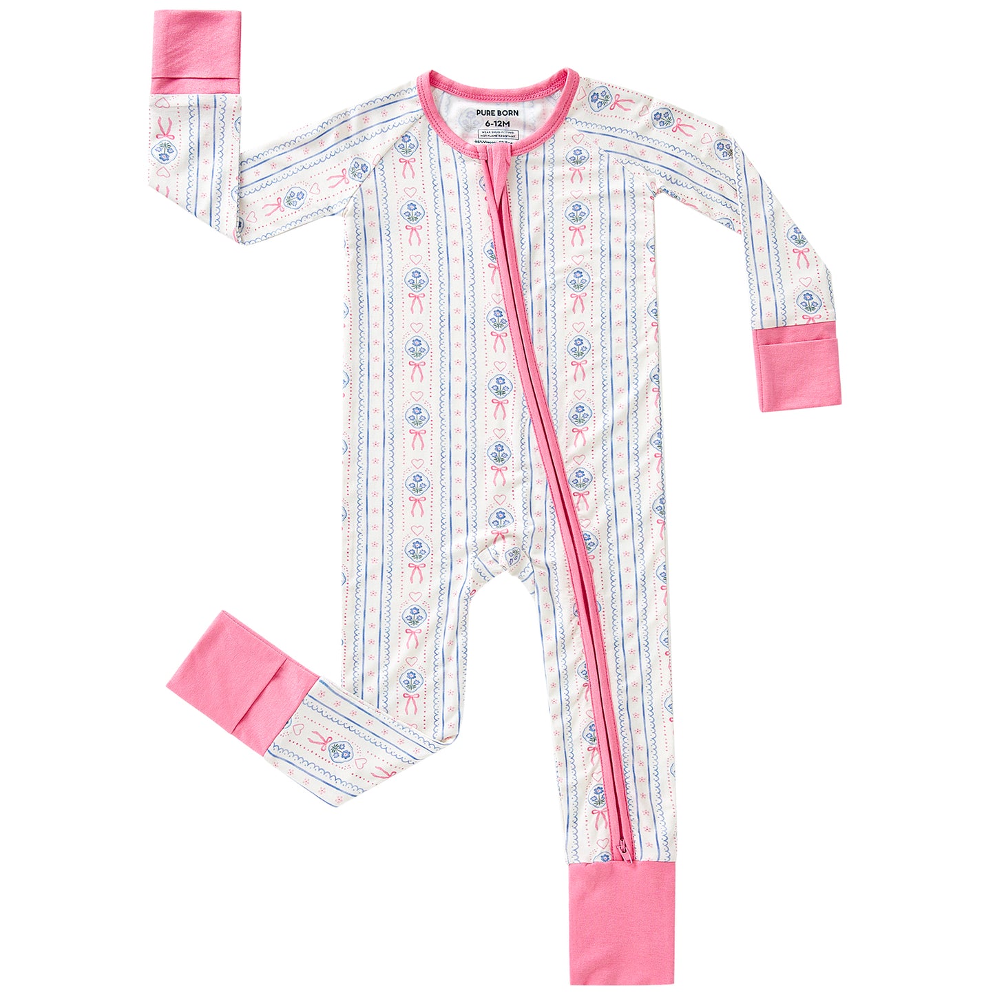 pureborn Baby Boys Sleeper Viscose from Bamboo Pajamas 2-Way Zipper Snug Fit Sleepwear Blue Cowboy Boots 0-3 Months