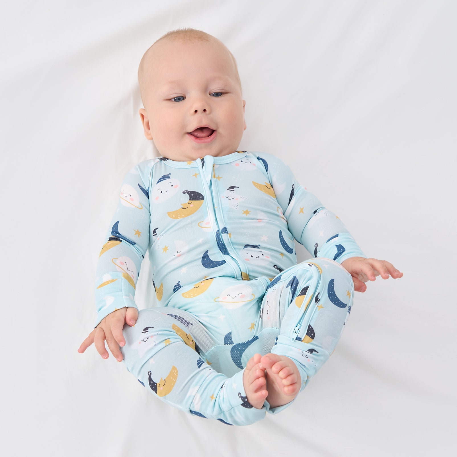 pureborn Baby Boys Sleeper Viscose from Bamboo Pajamas 2-Way Zipper Snug Fit Sleepwear Blue Cowboy Boots 0-3 Months