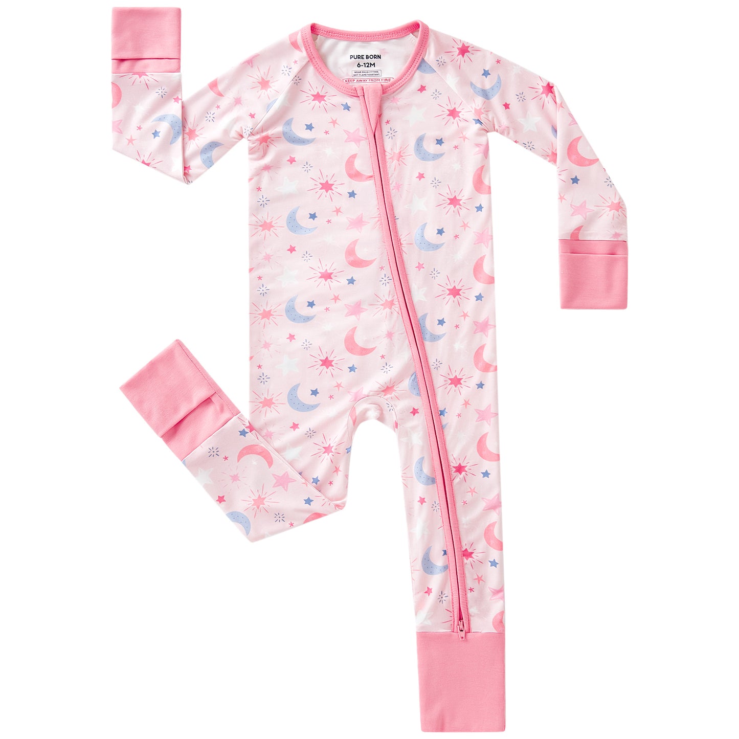 pureborn Baby Boys Sleeper Viscose from Bamboo Pajamas 2-Way Zipper Snug Fit Sleepwear Blue Cowboy Boots 0-3 Months