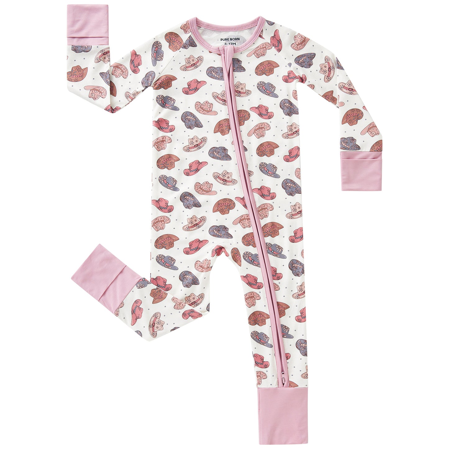 pureborn Baby Boys Sleeper Viscose from Bamboo Pajamas 2-Way Zipper Snug Fit Sleepwear Blue Cowboy Boots 0-3 Months