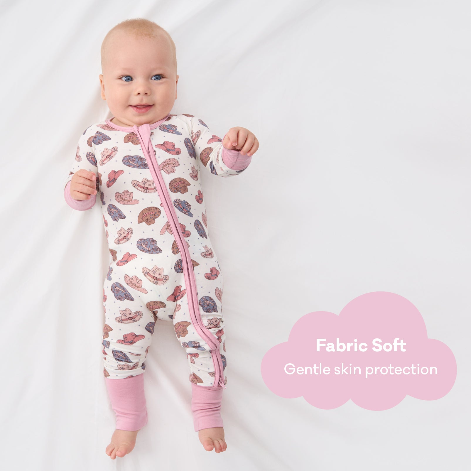 pureborn Baby Boys Sleeper Viscose from Bamboo Pajamas 2-Way Zipper Snug Fit Sleepwear Blue Cowboy Boots 0-3 Months